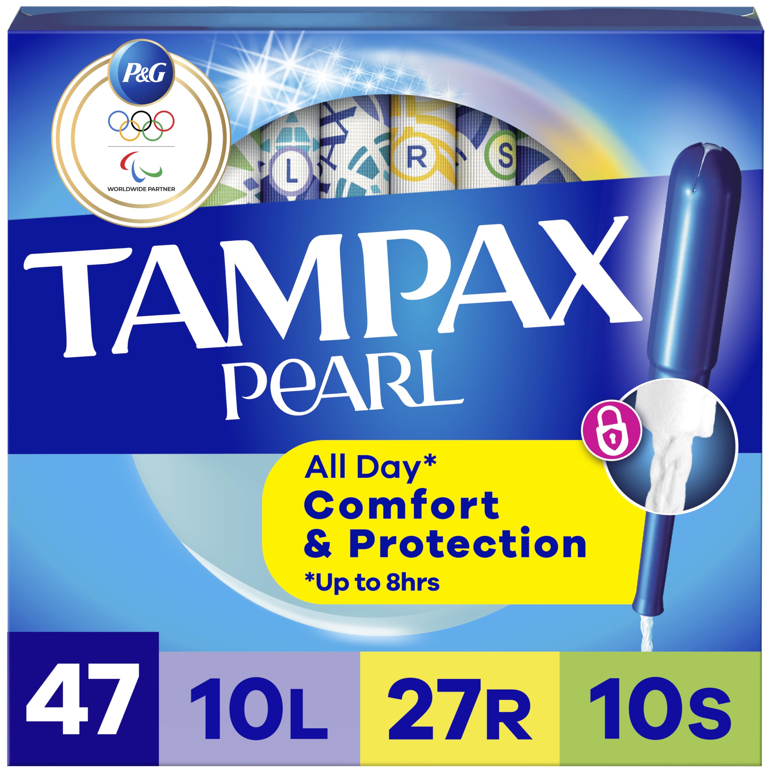 Tampax Pearl Tampons Multipack, Light/Regular/Super Absorbency, With Leakguard Braid, Unscented, 47 Count
