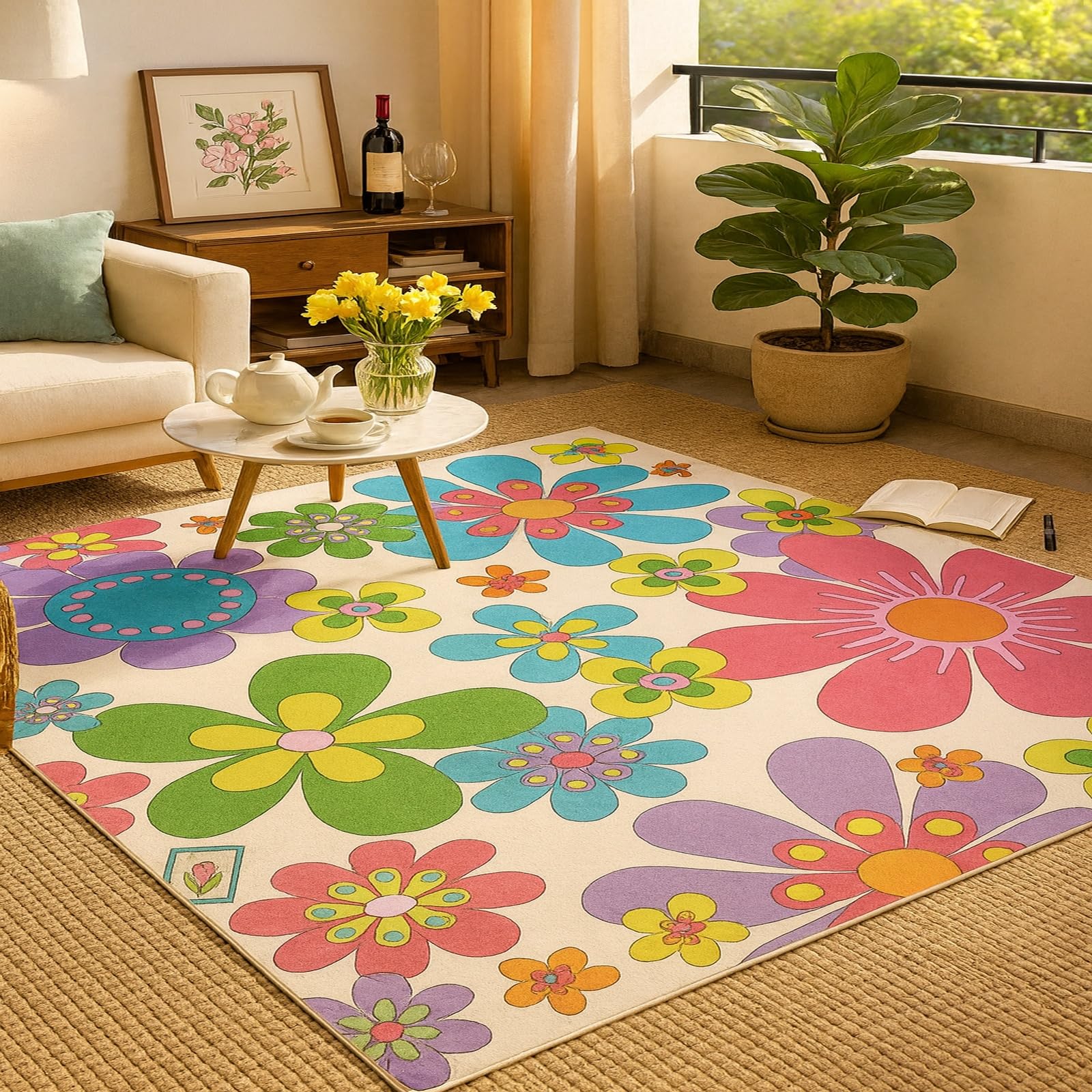 Tapis poil ras moelleux et lavable 200x300 cm pour décoration de chambre moderne