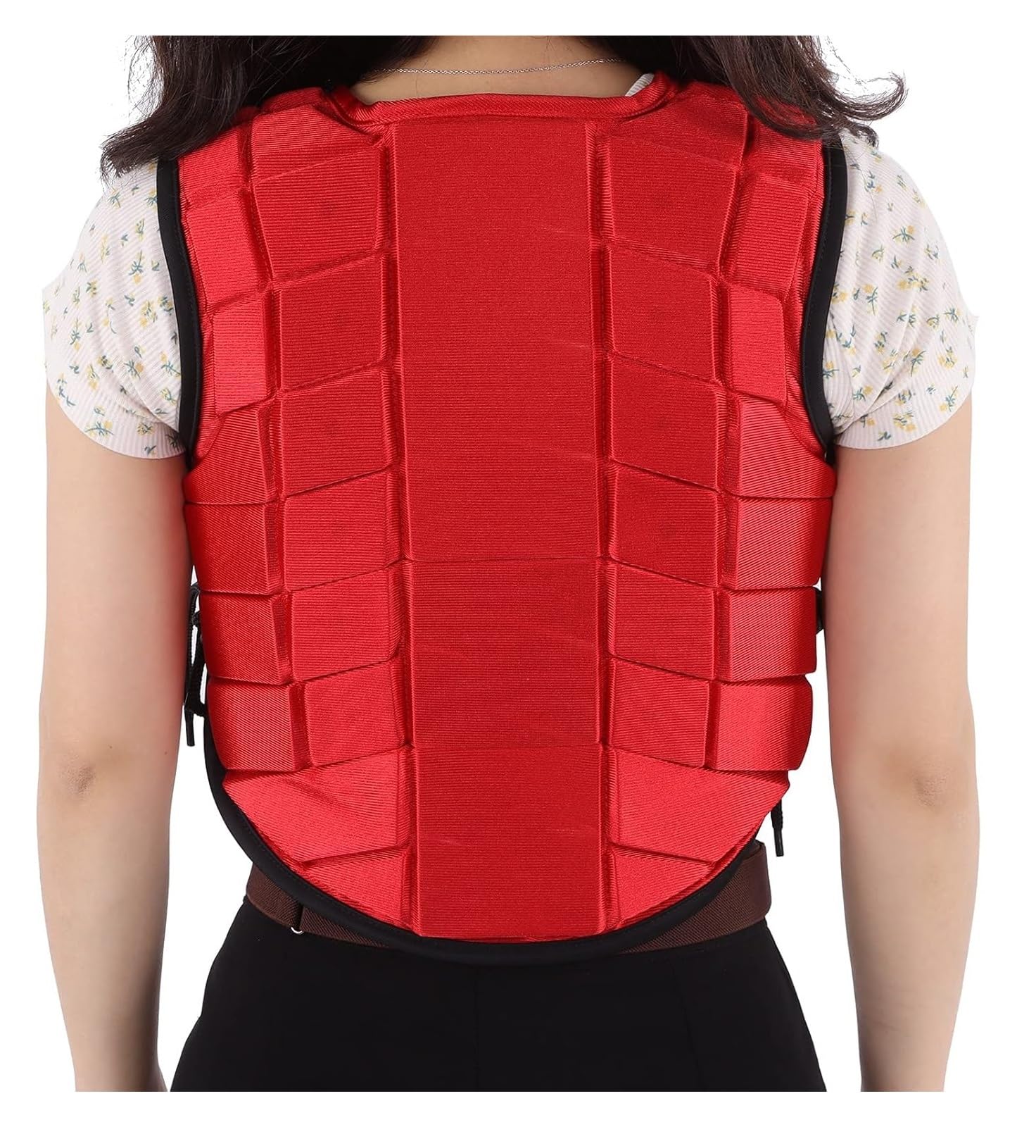 Ecuestres chaqueta protectora chaleco， Chaleco ecuestre, chaleco de seguridad for montar a caballo, equipo de protección acolchado de espuma de nailon, chaleco rojo for niños(CS)