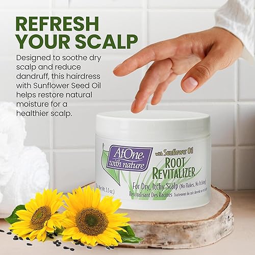 Miniatura 2 de AtOne with Nature Revitalizador de raíces con aceite de semillas de girasol, crema para el cuidado del cabello para el cuero cabelludo seco y las