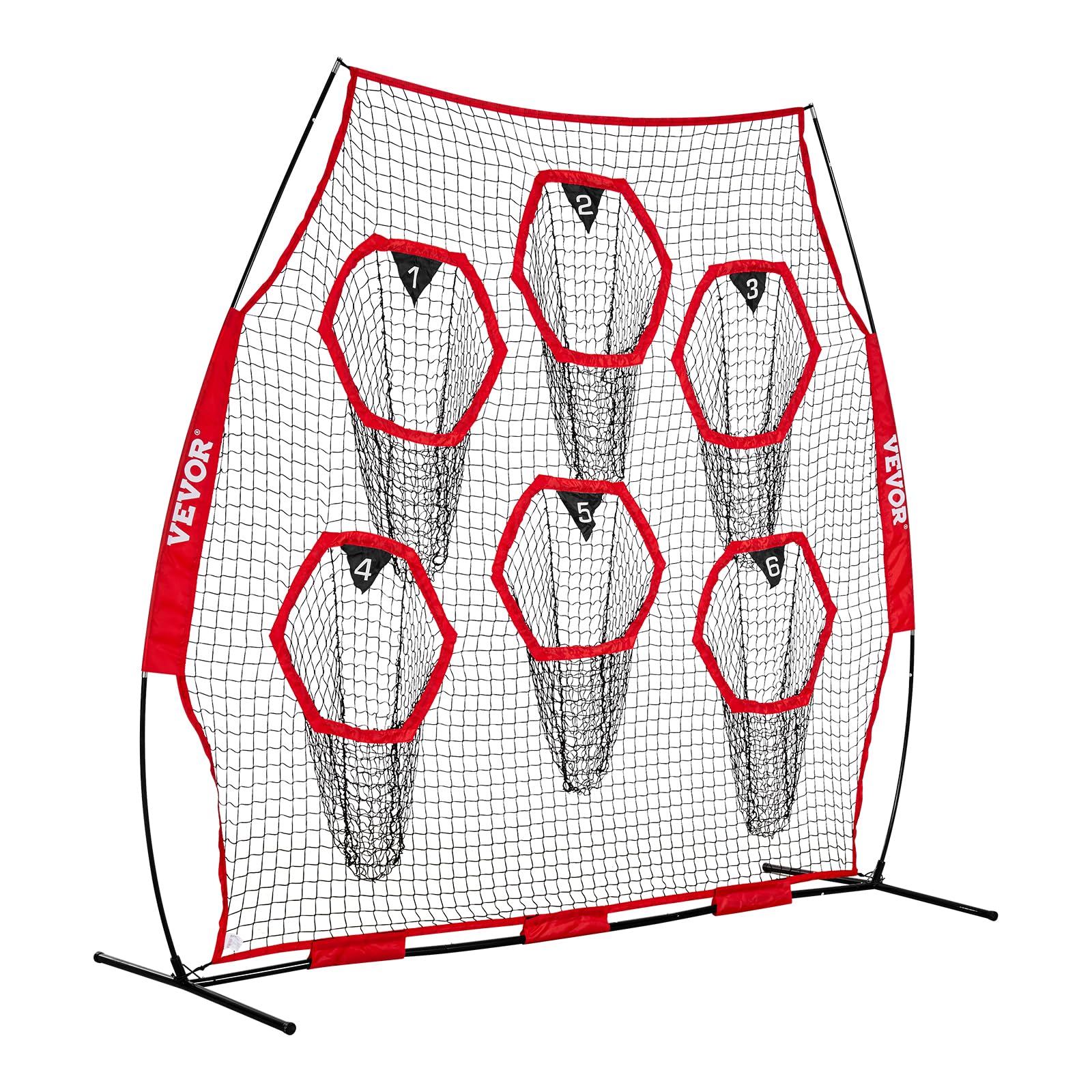 VEVOR Filet d'entraînement pour football 274 x 243 cm, filet de lancer de rugby avec 6 poches pour cibles, sans nœuds, sangles et étui de transport inclus, pour améliorer la précision de lancer, rouge