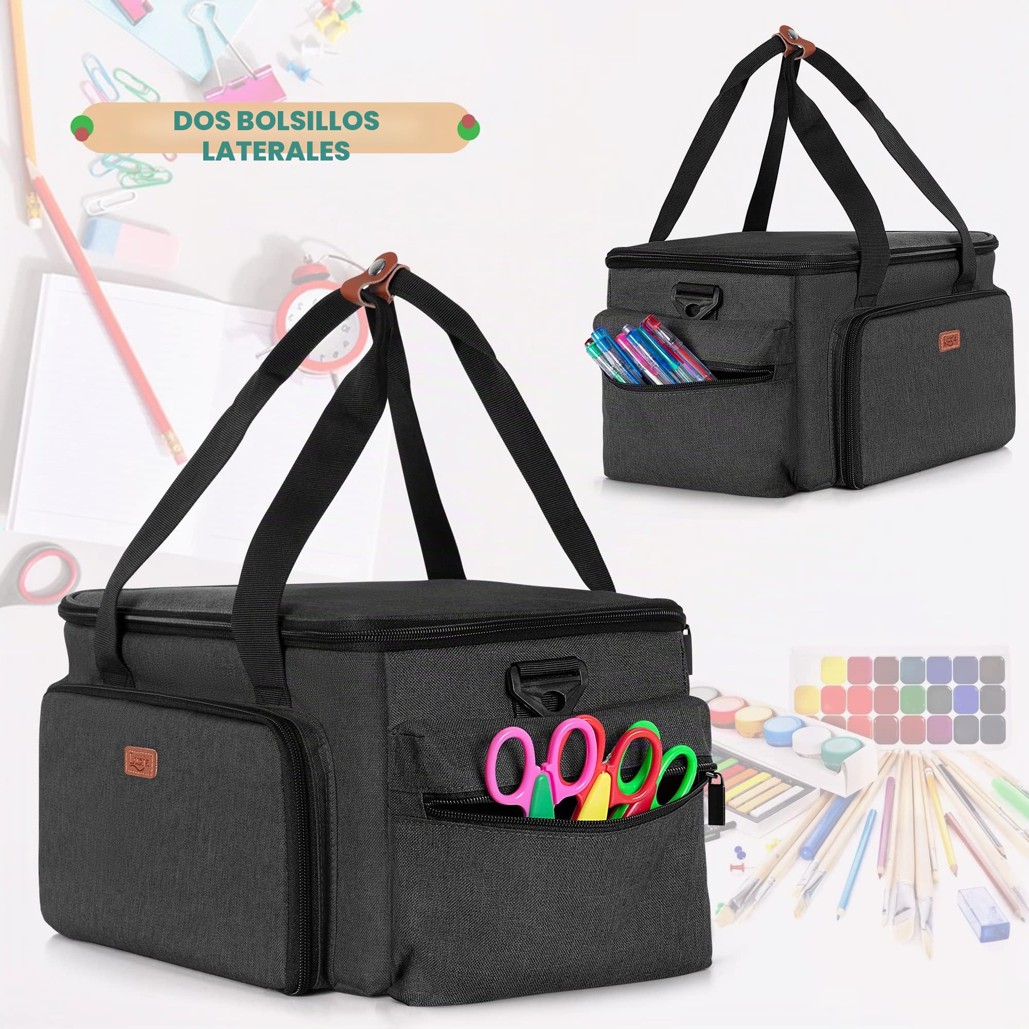 Luxja Bolsa de Manualidades de Alta Capacidad con Correa para el Hombro | Bolsa de Manualidades para Arte, álbumes de Recortes o Suministros de Costura (Solo Bolsa)
