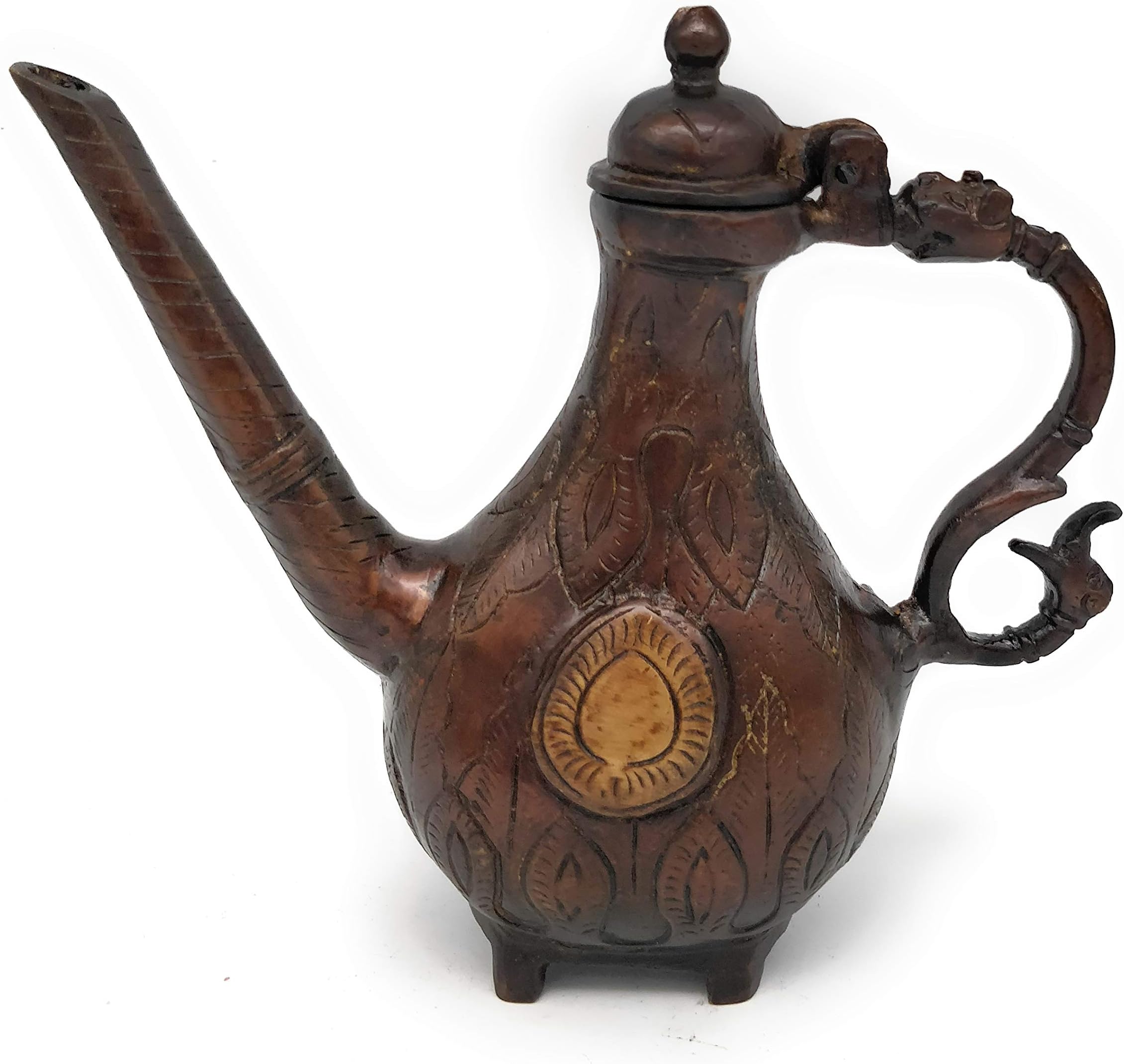 South Indian Arts Brass | Surahi | Suraahee | Ewer | Pitcher | Kettle | Ketalee | Kettledrum | Jar | Pot | Surai | Jug | Showpeice | Brass Decoratives | Gift | Home Decor (Brass, 18CM)