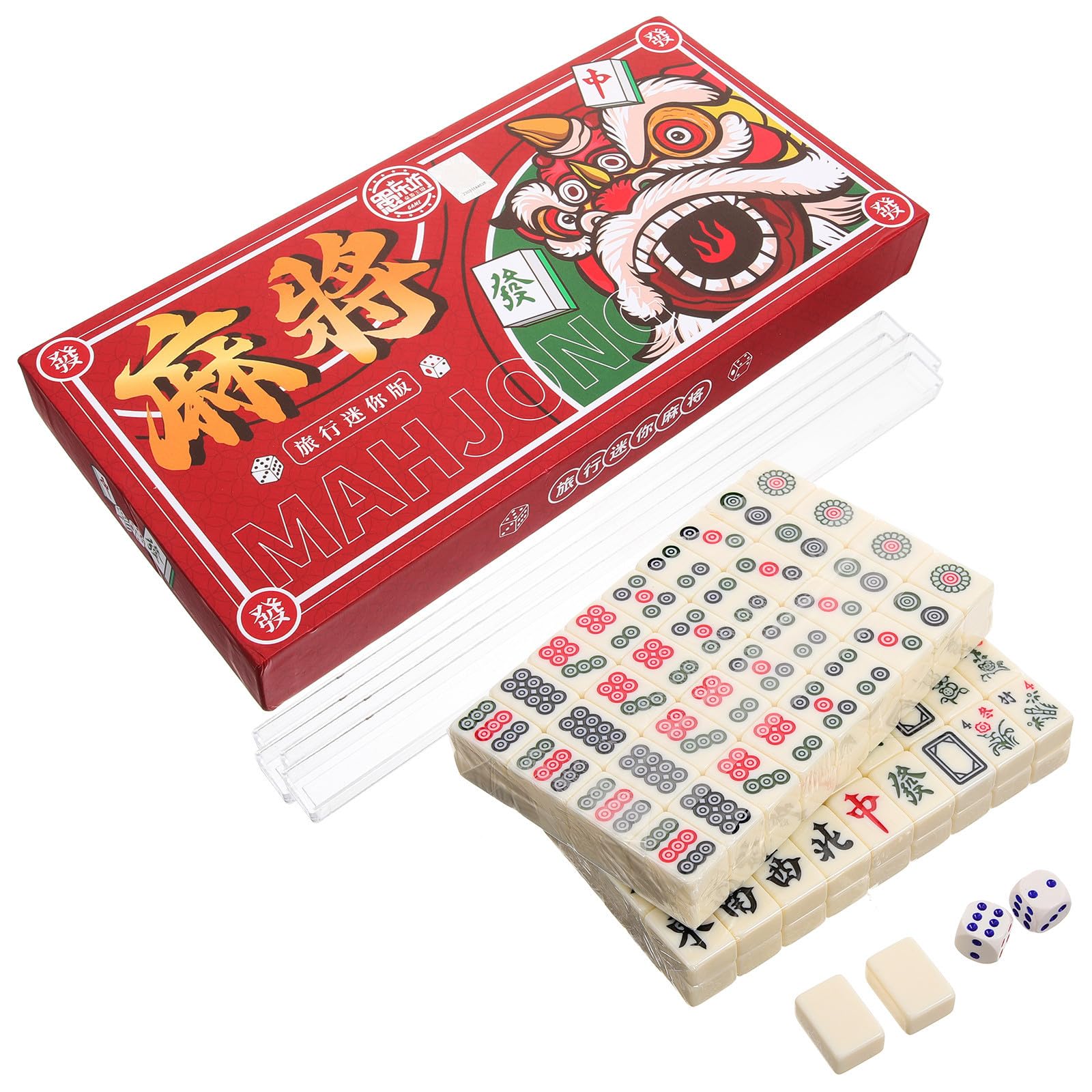 ABOOFAN Reise Mahjong Satz Miniatur Weiß aus Melamin und PVC für Zuhause