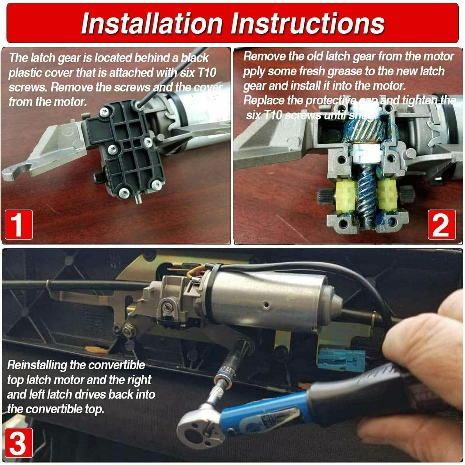 トップデック　ガントレット　ワンドロップ Amazon.com: TECKEEN Auto Convertible Top Latch Motor Gear