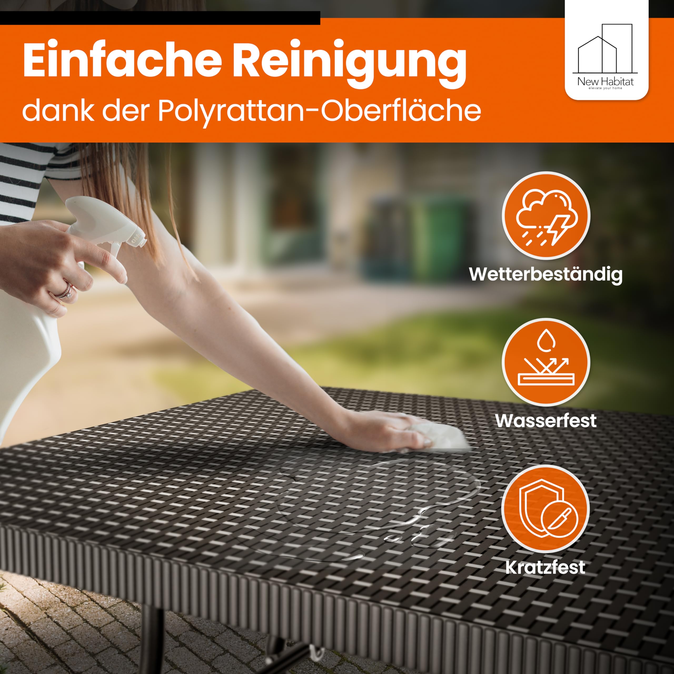 NewHabitat Kunststoff Bierzeltgarnitur Klappbar I 3er Set, Tisch + 2 x Bank mit Tragegriffe, Biertischgarnitur, Festzeltgarnitur, Bierbank klappbar, HxBxT: 75x180x75 cm (Schwarz)