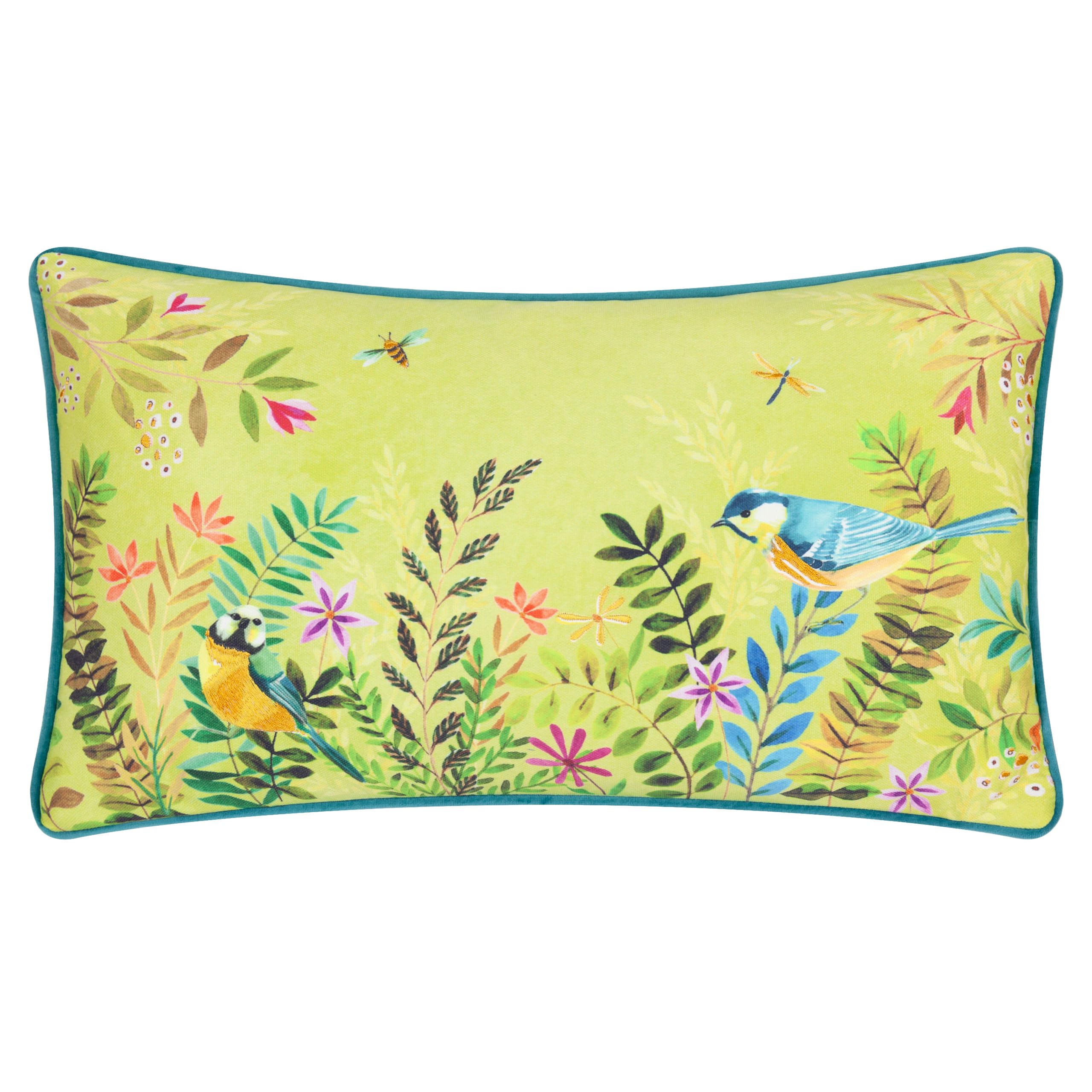 Evans Lichfield Daisy Hill Meadow Tales Printed Cushion Cover - Spring Green - 30x50cm