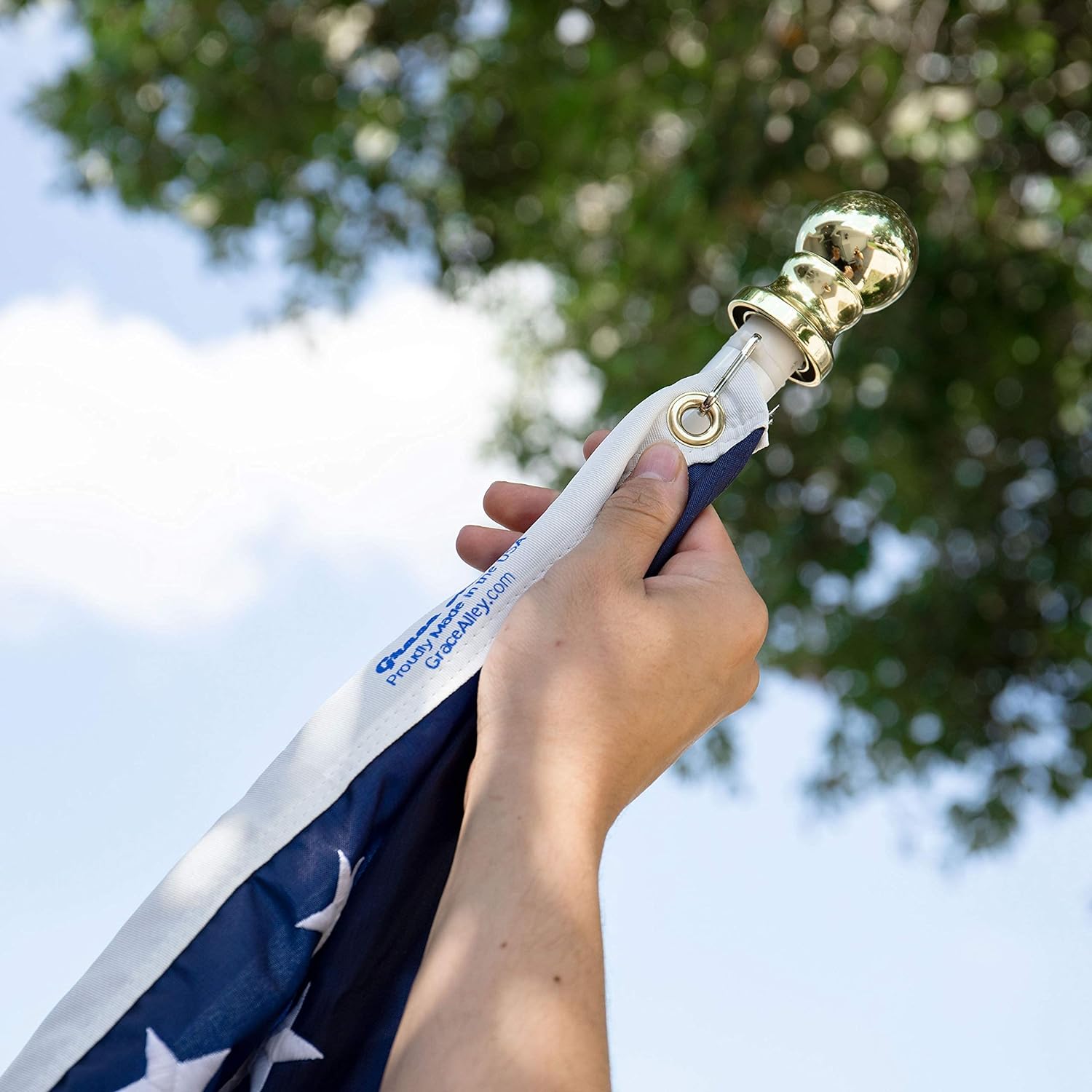 Grace Alley Flag Pole: 6 Foot Tangle Free Spinning Flag Pole. Residential or Commercial Flag Pole. Wind Resistant/Rust Free. (White) - Image 6