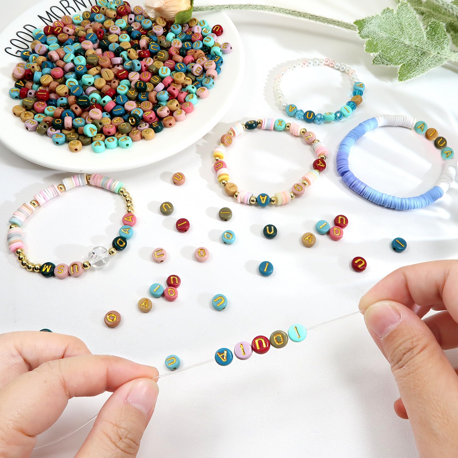 Lot De 500 Perles Acryliques Plates Rondes Alphabet - 7mm - Transparentes Assorties - Neuf Pour Créations