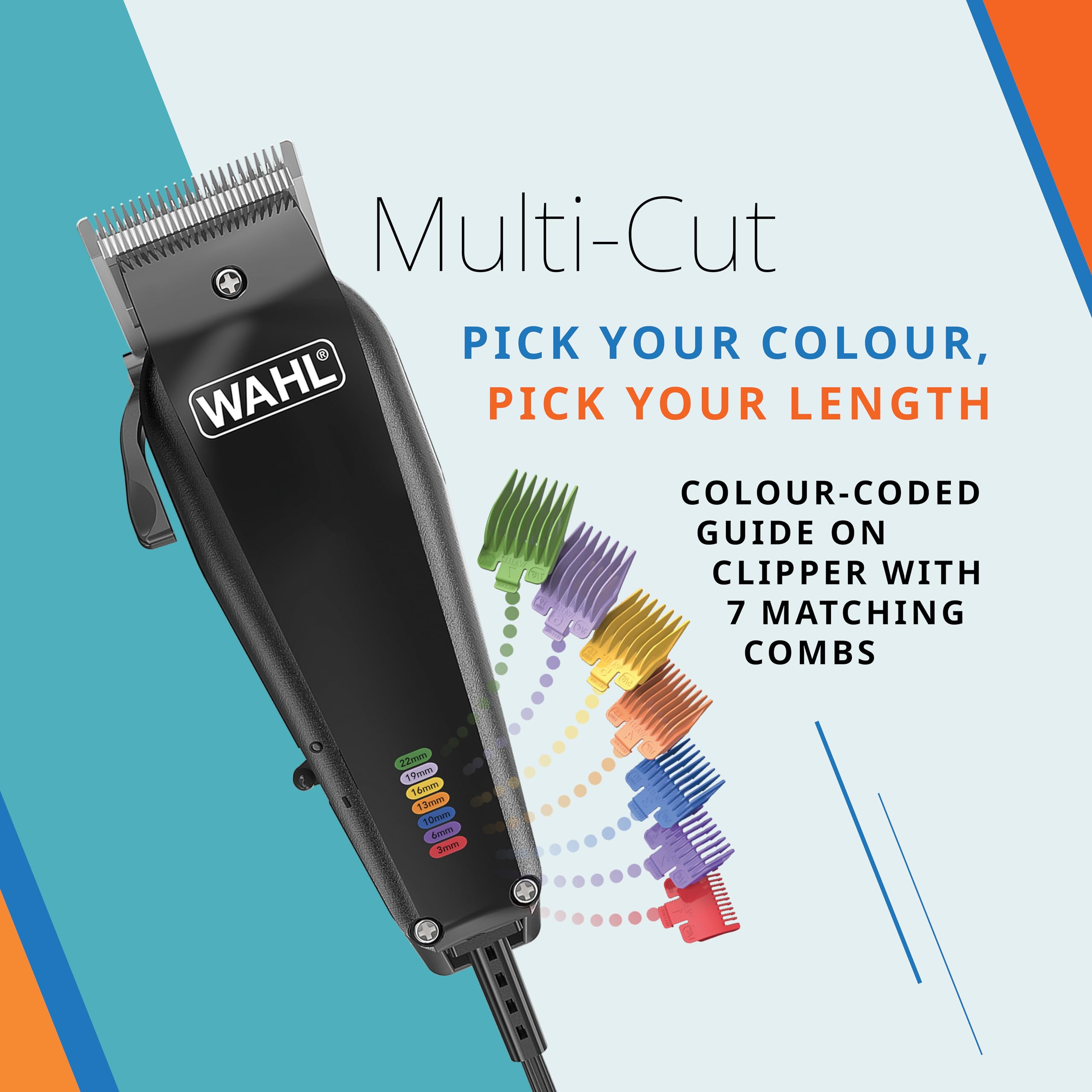 WAHL Multi Cut, kit de aseo para perros y gatos, cepillo para mascotas, bajo ruido, con cable, en casa, resistente a la corrosión, cuchillas de acero con carbono, afilado de precisión, ligero