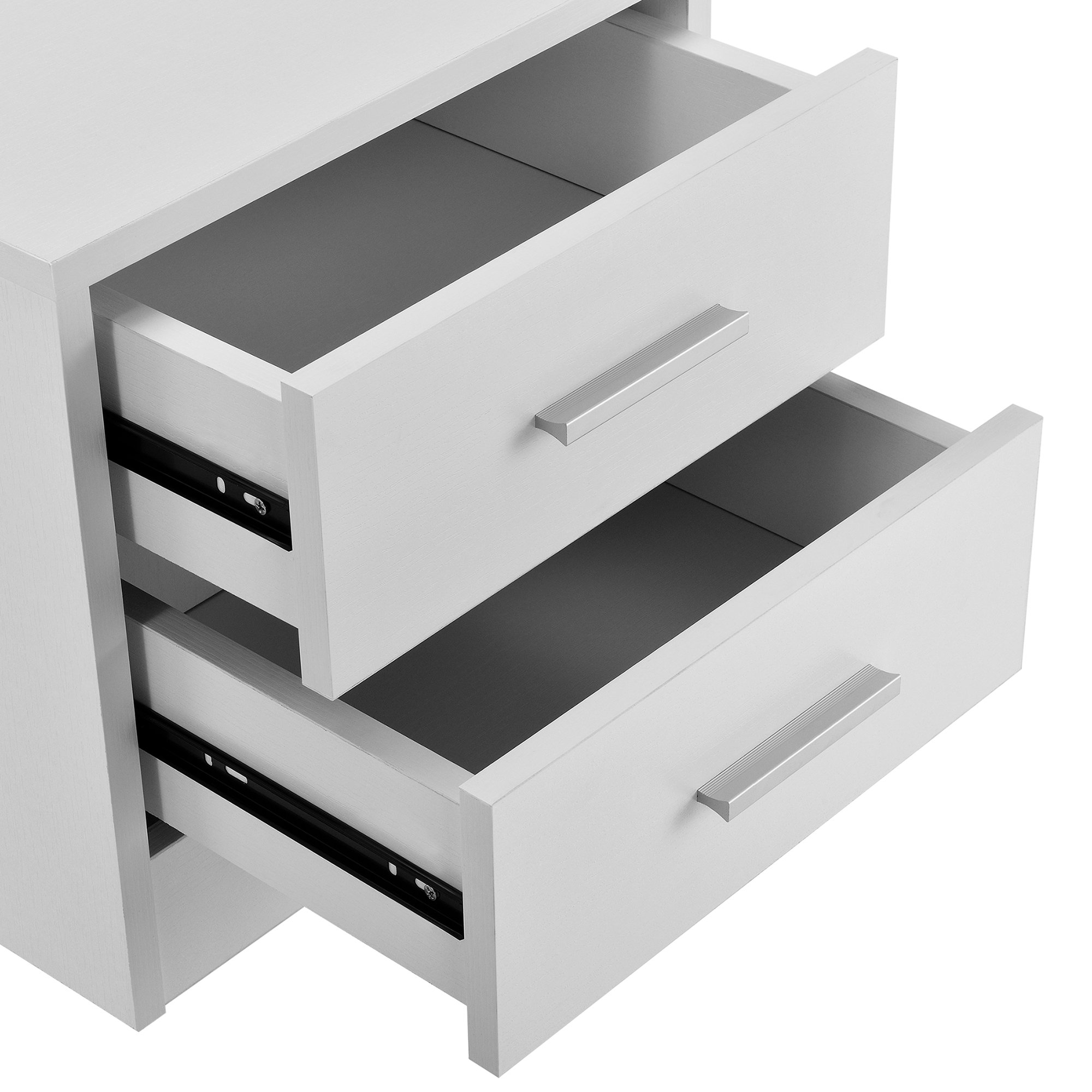 [en.casa] Table de Chevet Table de Nuit Blanc 2X Tiroirs Aggloméré Mélamine
