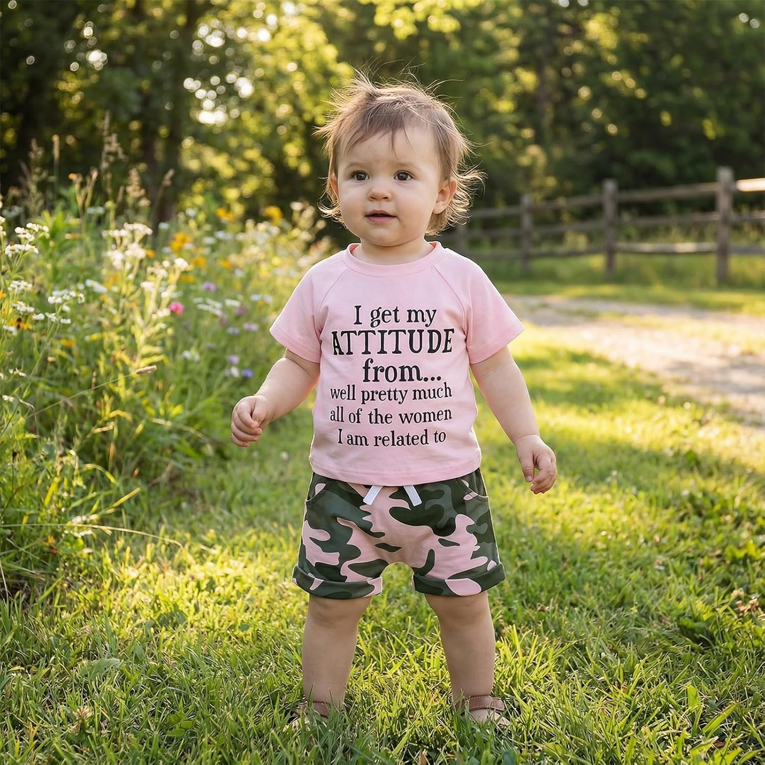 Fernvia Toddler Girls Clothes 1T 2T 3T 4T 5T Summer Outfits Baby Kids Short Sleeve T-Shirt Tops & Camouflage Shorts Sets - Image 2