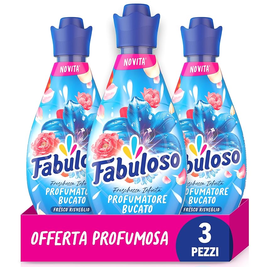Fabuloso Profumo Liquido per Bucato Freschezza Infinita Fresco Risveglio 730 ml, 4 volte freschezza più duratura*, Freschezza da Mattino a Sera, Efficace nei cicli brevi e a freddo (Confezione da 3)