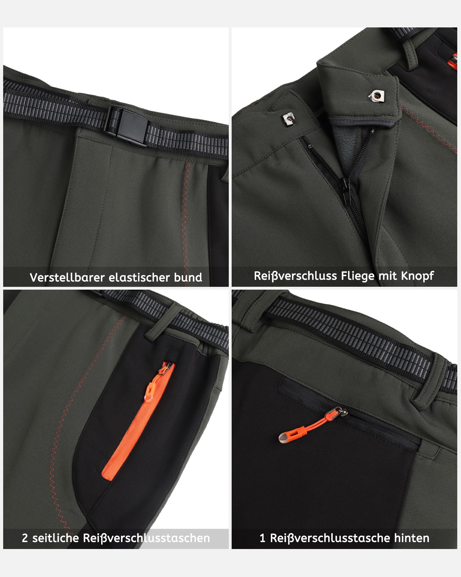 LVCBL Pantalones de senderismo para hombre, impermeables, cortavientos, ligeros, softshell, tallas S-2XL