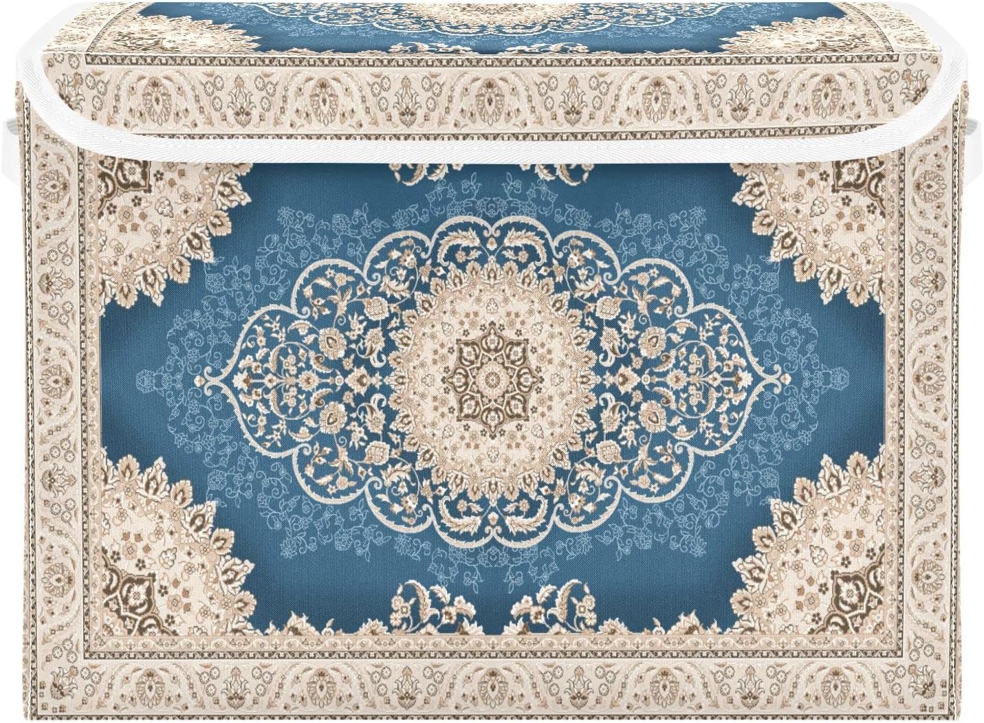 Persian Carpet Texture Storage Bins with Lids and Handles