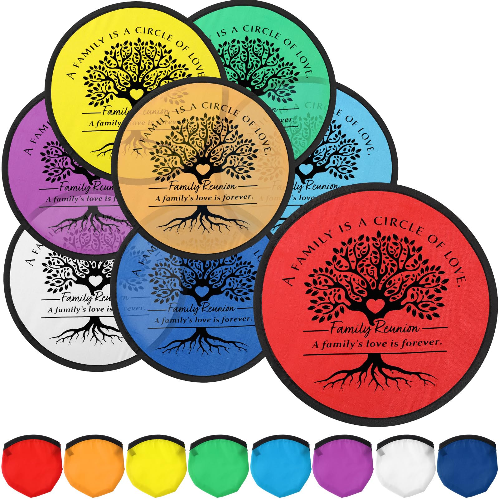 Vertintong 50 Sets Family Reunion Small Party Favor Games - Includes 9.8 Inches Inspirational Foldable Flying Disc Fans with Storage Bags Outdoor