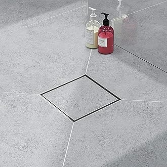 ElefloomSquare Shower Drain, Shower Drain 4 inch with 2 in 1 Tile-Insert Cover, Brushed AISI 304 Stainless Steel Shower Floor Drain with Hair Catcher