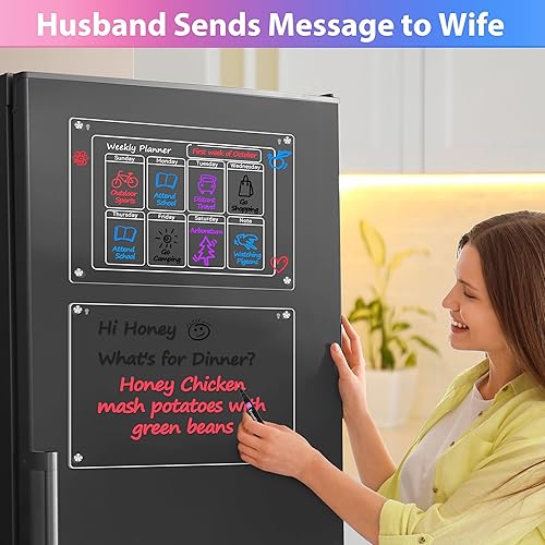 Miniatura 6 de Paquete de 2 calendarios magnéticos para refrigerador, con impresión UV, calendario acrílico mensual y semanal de 16 x 12 pulgadas para refrigerador