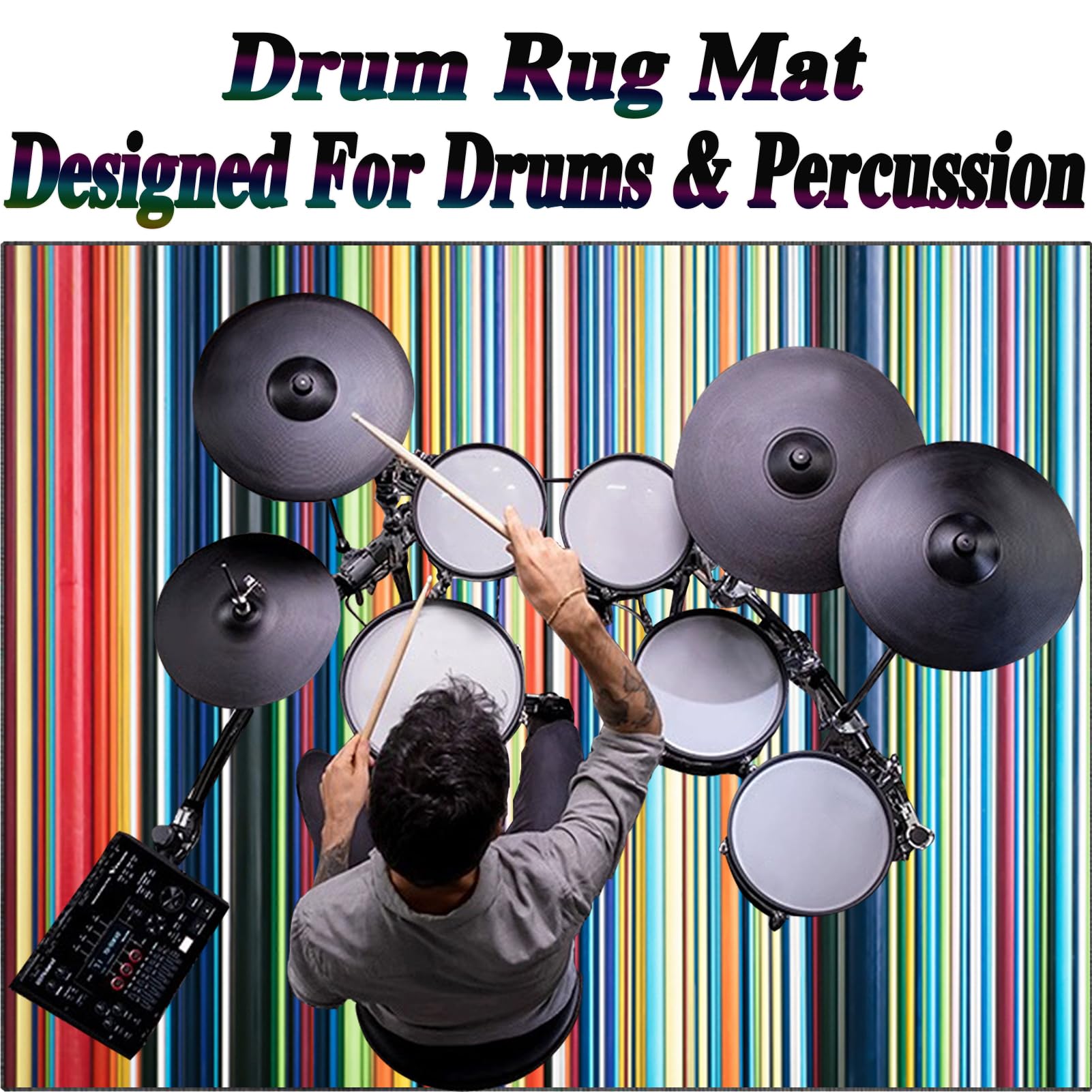Drum Tappeto Insonorizzato Antiscivolo per Batteria Acustica 210 x 180 cm