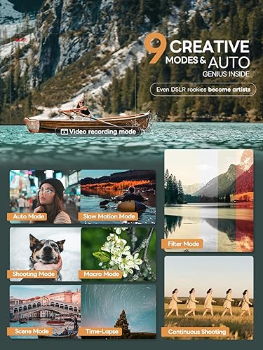 Miniatura 4 de Cámaras digitales de 8K 64MP para fotografía, enfoque automático de zoom de 16X, WiFi, con pantalla abatible de 180, tarjeta TF 64G y 2 baterías,