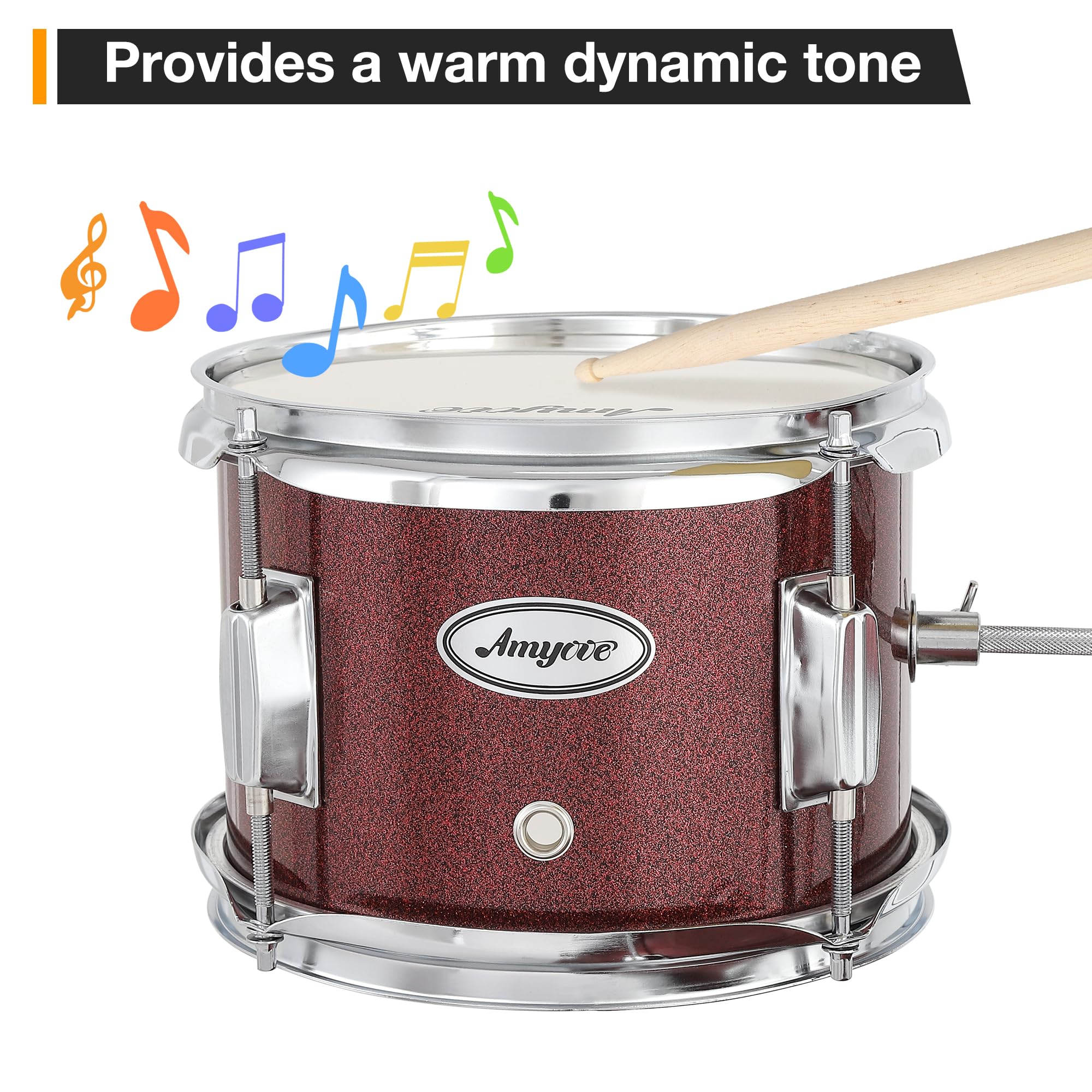 3-Teiliges Kinder Schlagzeug Set, Junior Drumset Aus Holz & Metall, Mit Hocker, Becken, Trommelstöcken & Fußpedal, Anfänger Drum Set Für Kinder Einsteiger