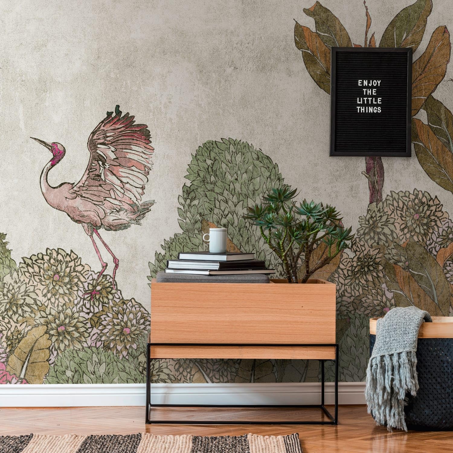 Papier peint oriental panoramique pour salon chaleureux Profhome