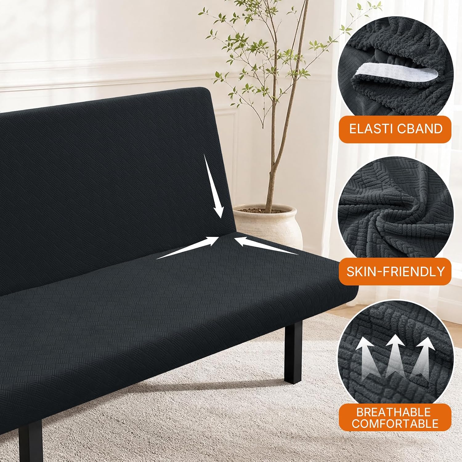 XINEAGE Stretch Futon Cover Full Size, Washable Armless Sofa Cover for Dog