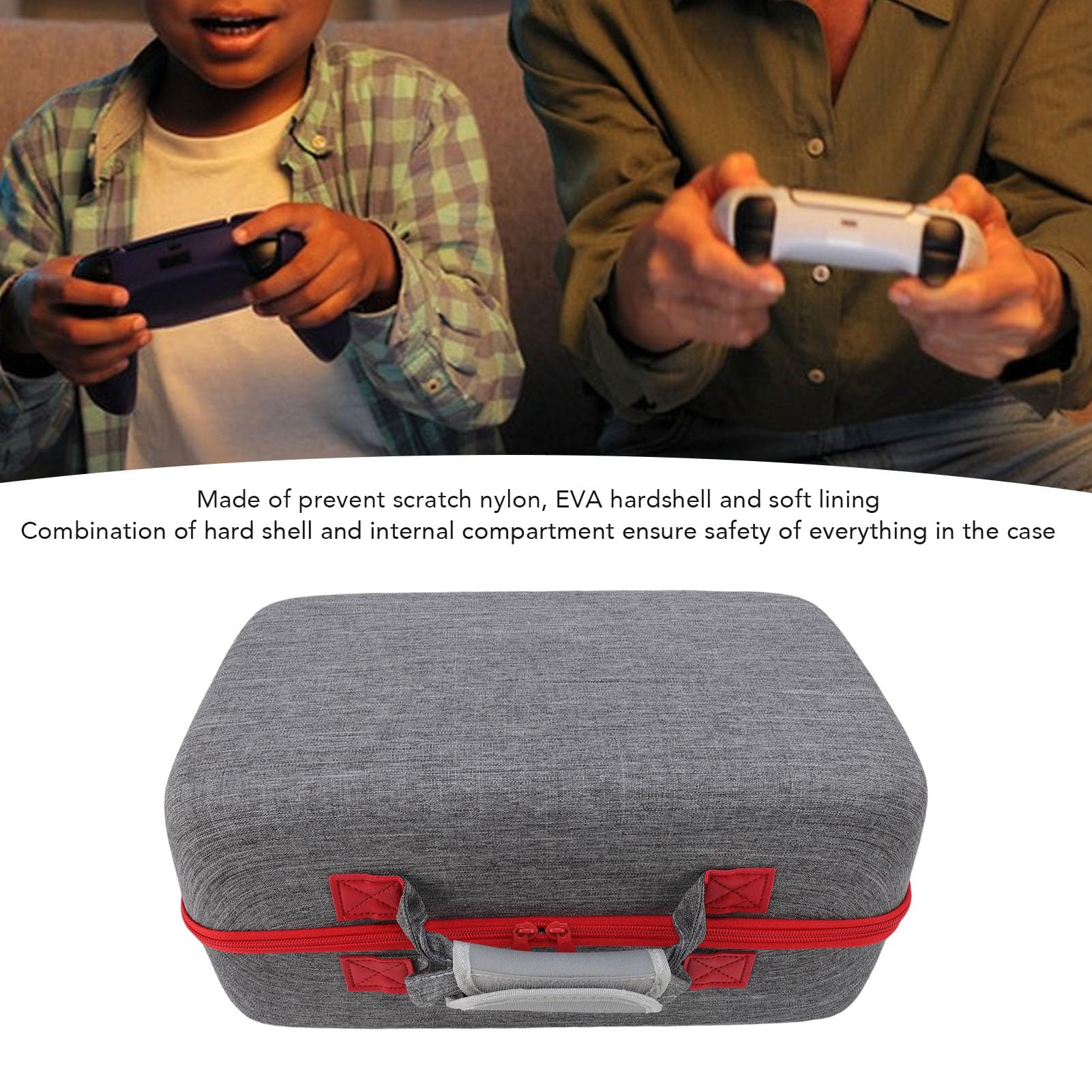 Game Console Travel Case for Pro, Hard Shell Carrying Case with Shoulder Strap, Nylon Material, Fit for Controller, Headphones, Vertical Stand, Power Supply (Grey)
