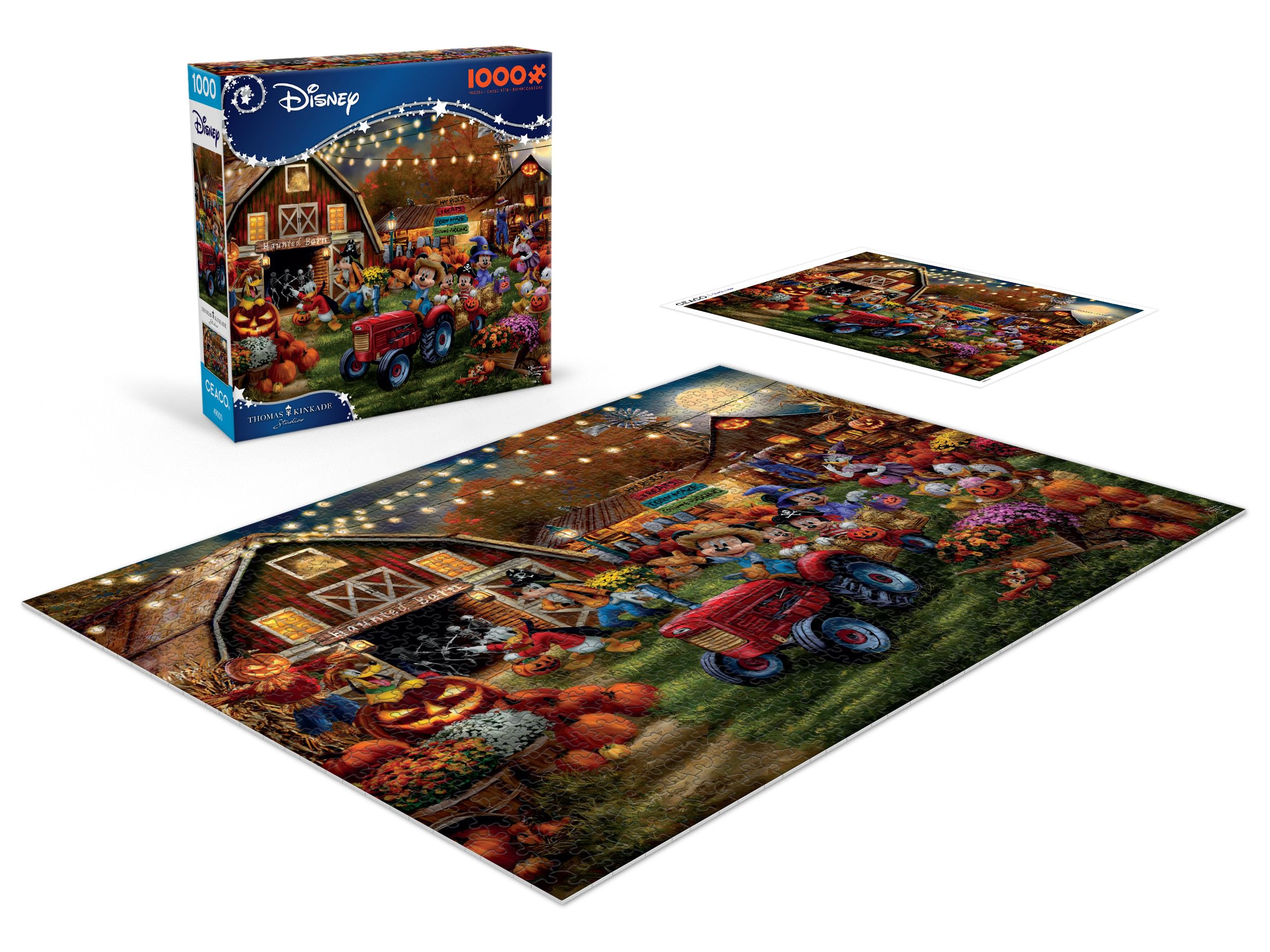Ceaco - Disney – Thomas Kinkade - Mickey and Minnie Pumpkin Festival – 1000 Piece Jigsaw Puzzle ​ Challenging and Colorful Puzzle for Adults – Precision-Cut Pieces - 5