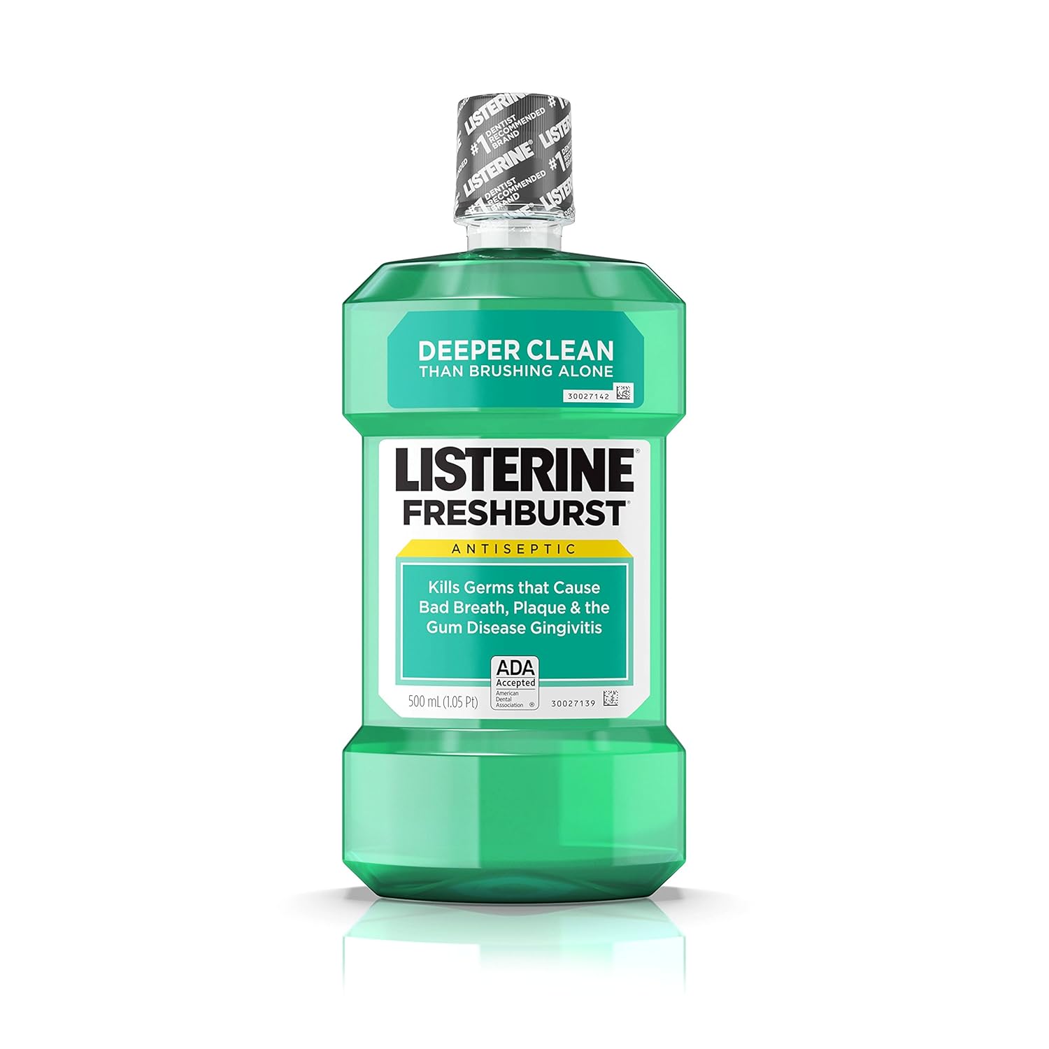 Best by 05-2026)) pack of 2)) Listerine Freshburst Antiseptic Mouthwash with Germ-Killing Oral Care Formula to Fight Bad Breath, Plaque and Gingivitis, 500 mL