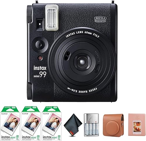 Fujifilm Paquete de cámara instantánea Instax Mini 99 con película instantánea Fuji Instax Mini (60 hojas) + funda de transporte compatible con