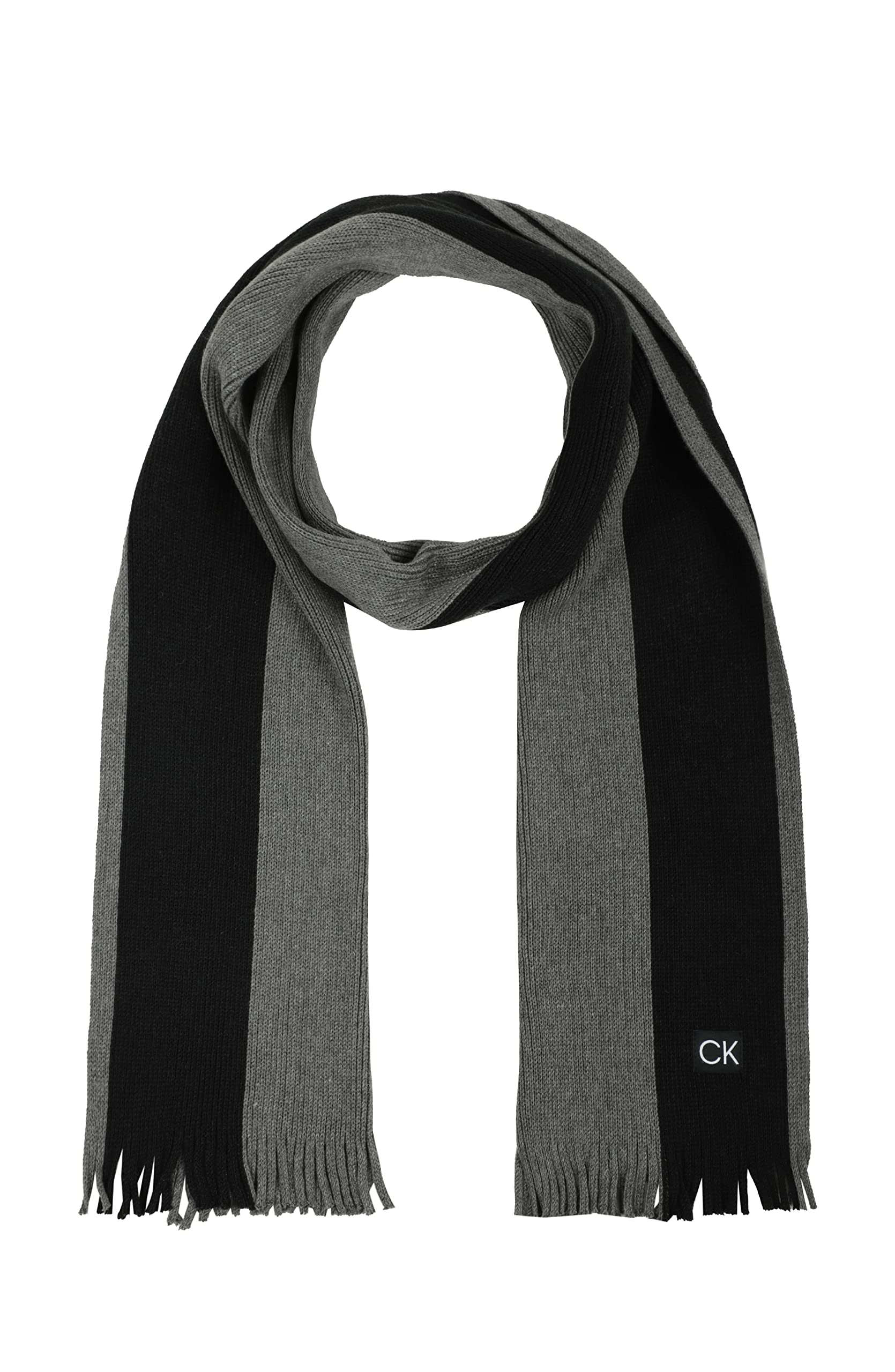 Men's Thick Side Stripe Raschel Scarf, Medium Grey Heather, One Size