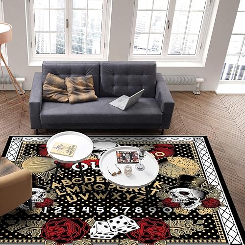 Miniatura 4 de ARTSHOWING Alfombras ultra suaves de Halloween, juego mágico peligroso, tablero de Ouija, decoración de sala de estar, alfombras para decoración de