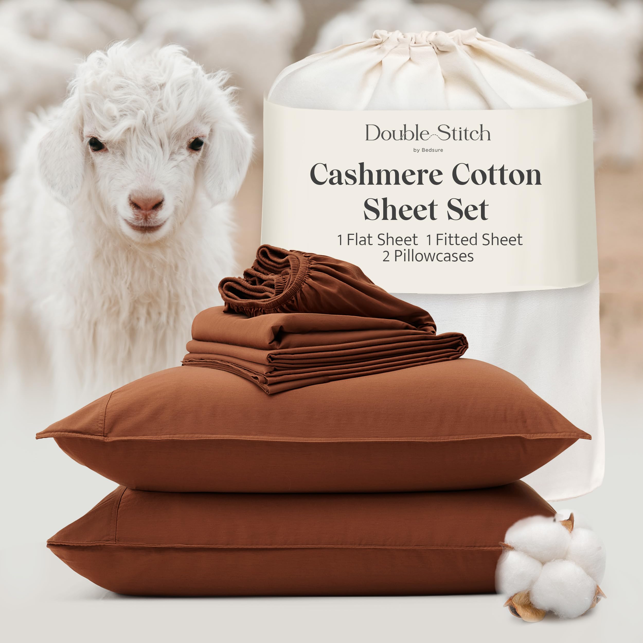 Amazon.com: Double Stitch Cashmere Pima Cotton Sheet Set