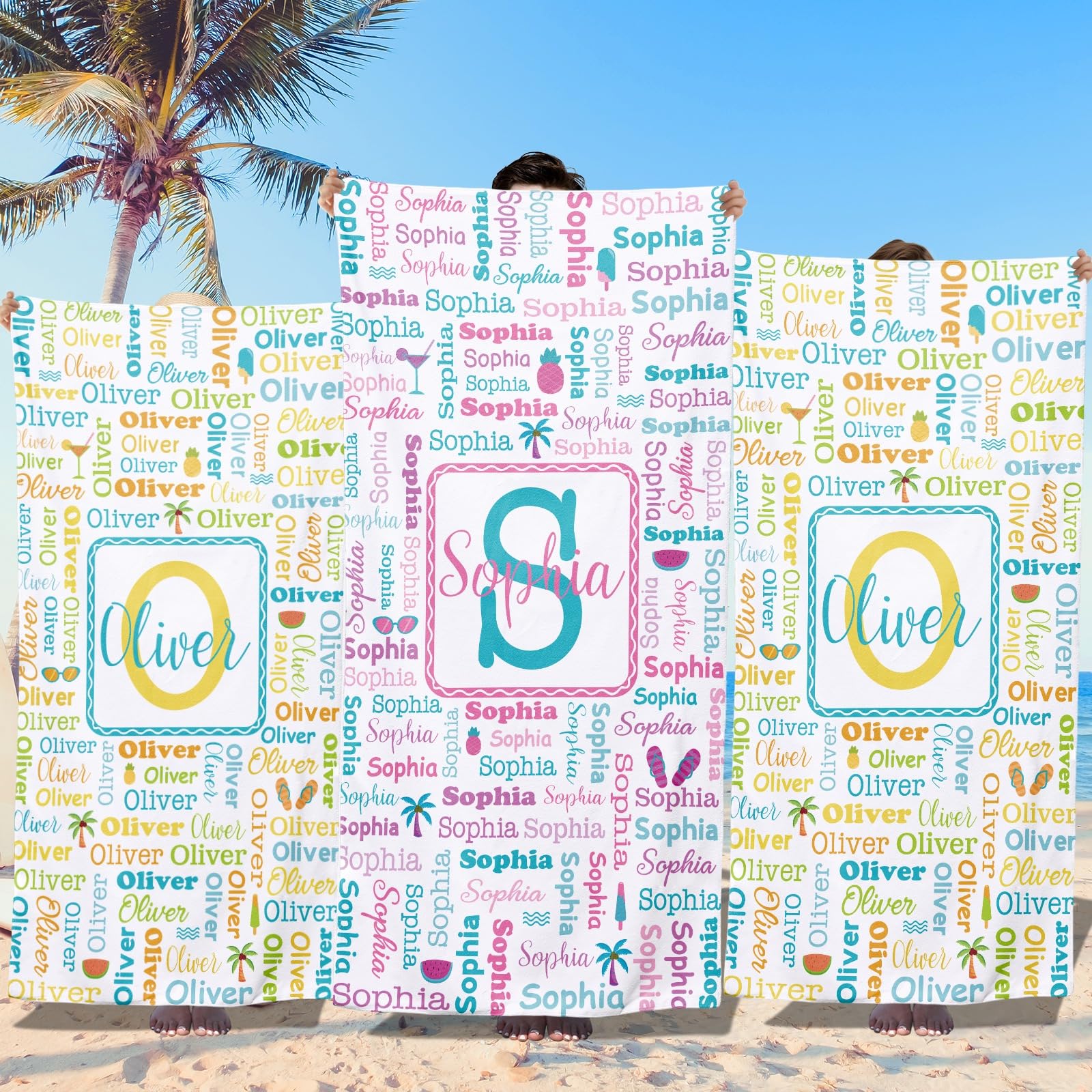 Sleeleece Personalised beach towel,Mermaid blanket,Personalised towel For boys girls,Microfiber Sand Free Girls Towel,Lightweight Absorbent Toddler towel,Quick Dry children's bath towels,girls Gift