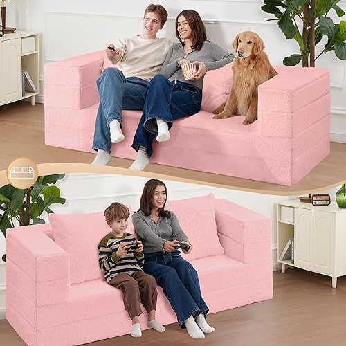 Miniatura 69 de Cama humana gigante para perro, cama 3 en 1 para perro de tamaño humano con funda de piel sintética lavable, cama grande plegable para mascotas con