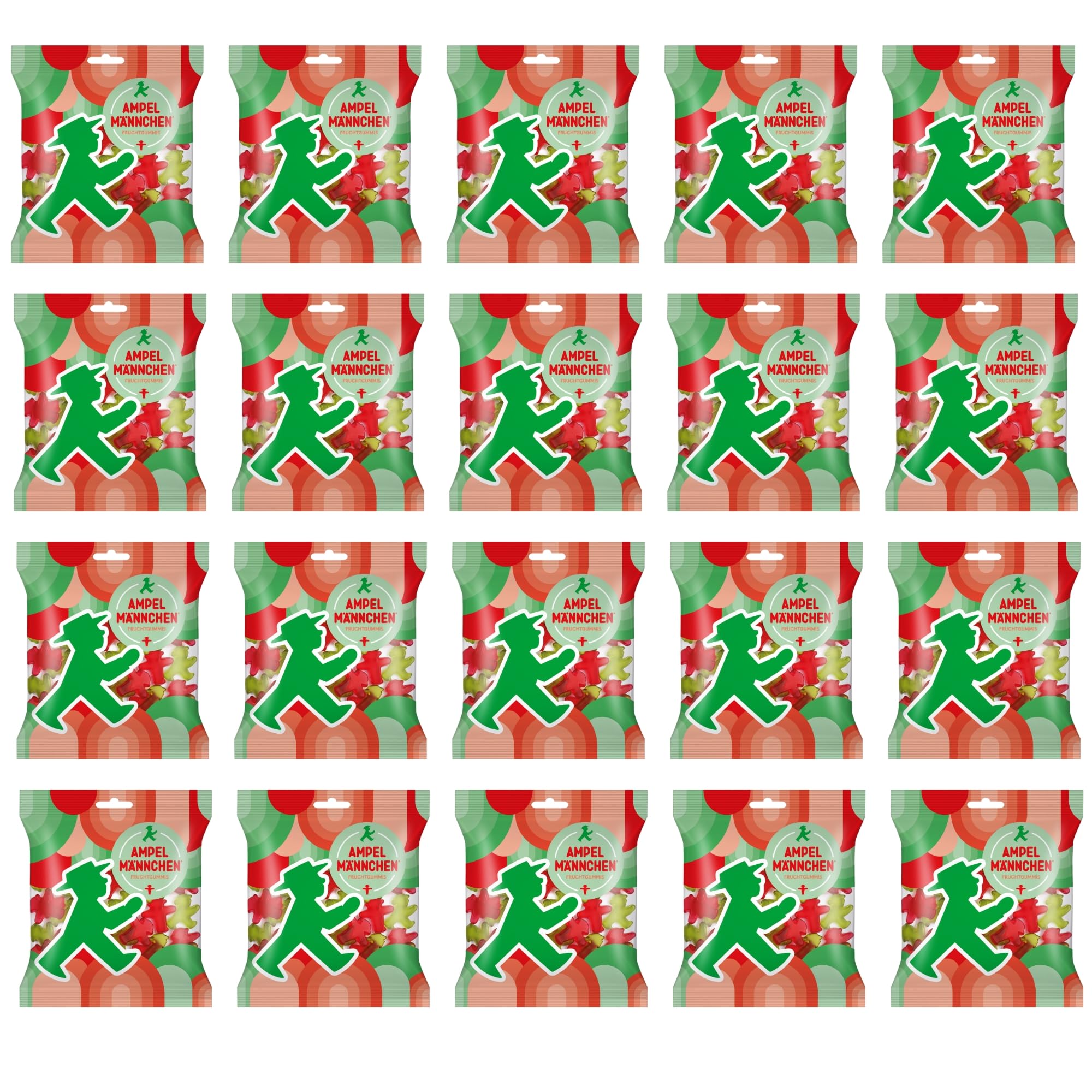 Ampelmann 20x 160g Fruchtgummis - Fruchtige Gummibärchen - Kirsch & | Gummibonbons in Kultform inkl. DDR Kochbuch & Karte - Ideales Naschwerk im Vorratspack für Partys & als Geschenkidee