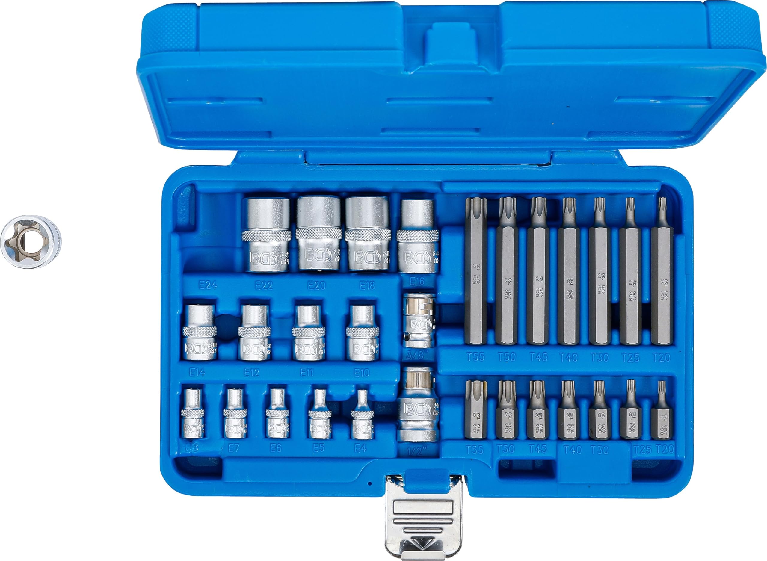 BGS 5025 | Jeu d'embouts et de clés à douille | profil E/profil T (pour Torx) | 30 pièces
