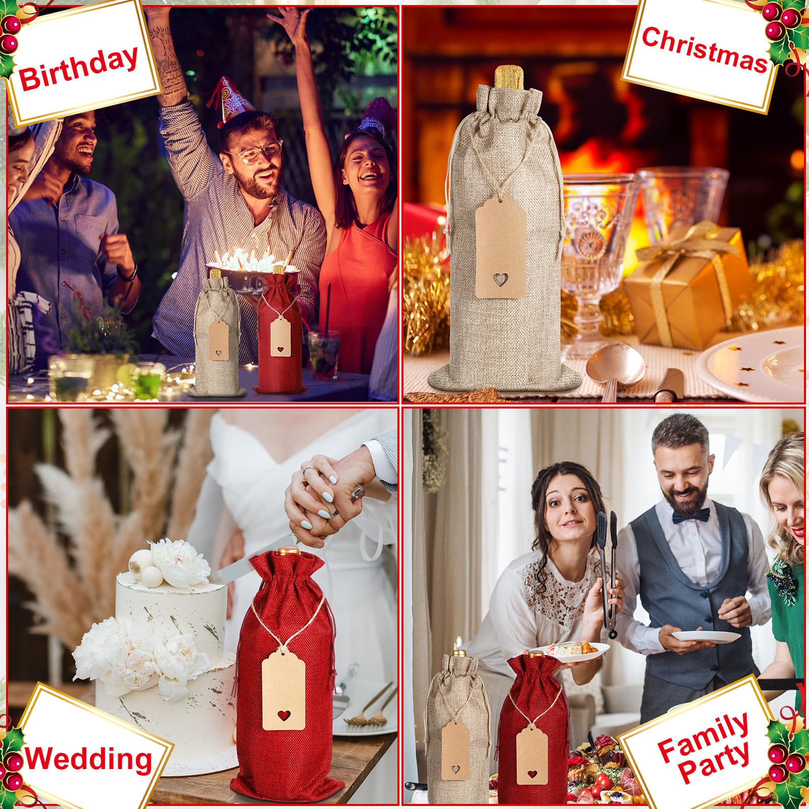 Aazon.co: Windyun 50 Pcs Wine Gift Bags With Handle Reusable Sall 13 - View #5