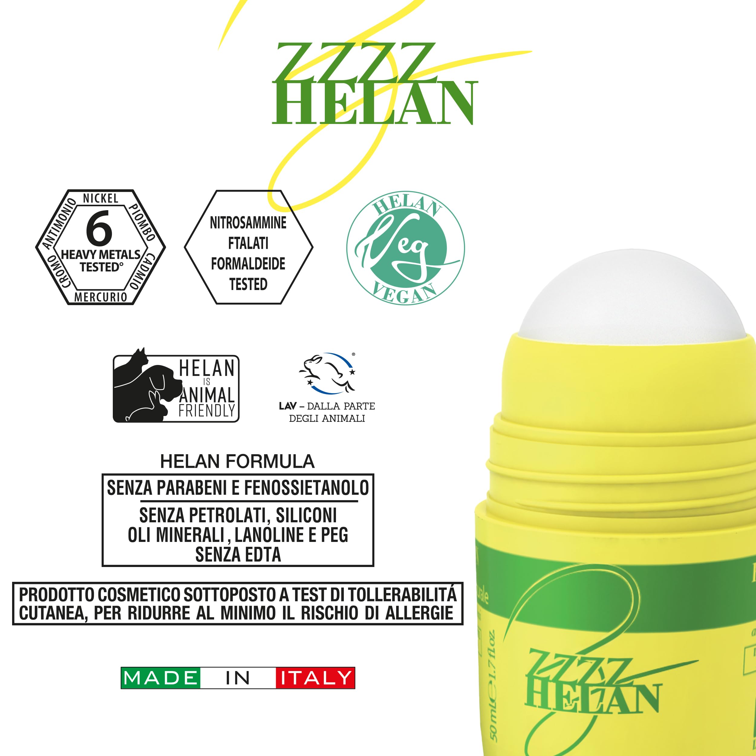 Helan, Zanzhelan, Gel Roll-On Protezione Bambini e Neonati Ecologico, Naturale con Aloe Vera per Zanzare e Insetti, Senza Ammoniaca, Parabeni e Siliconi, 100 ml - Made in Italy