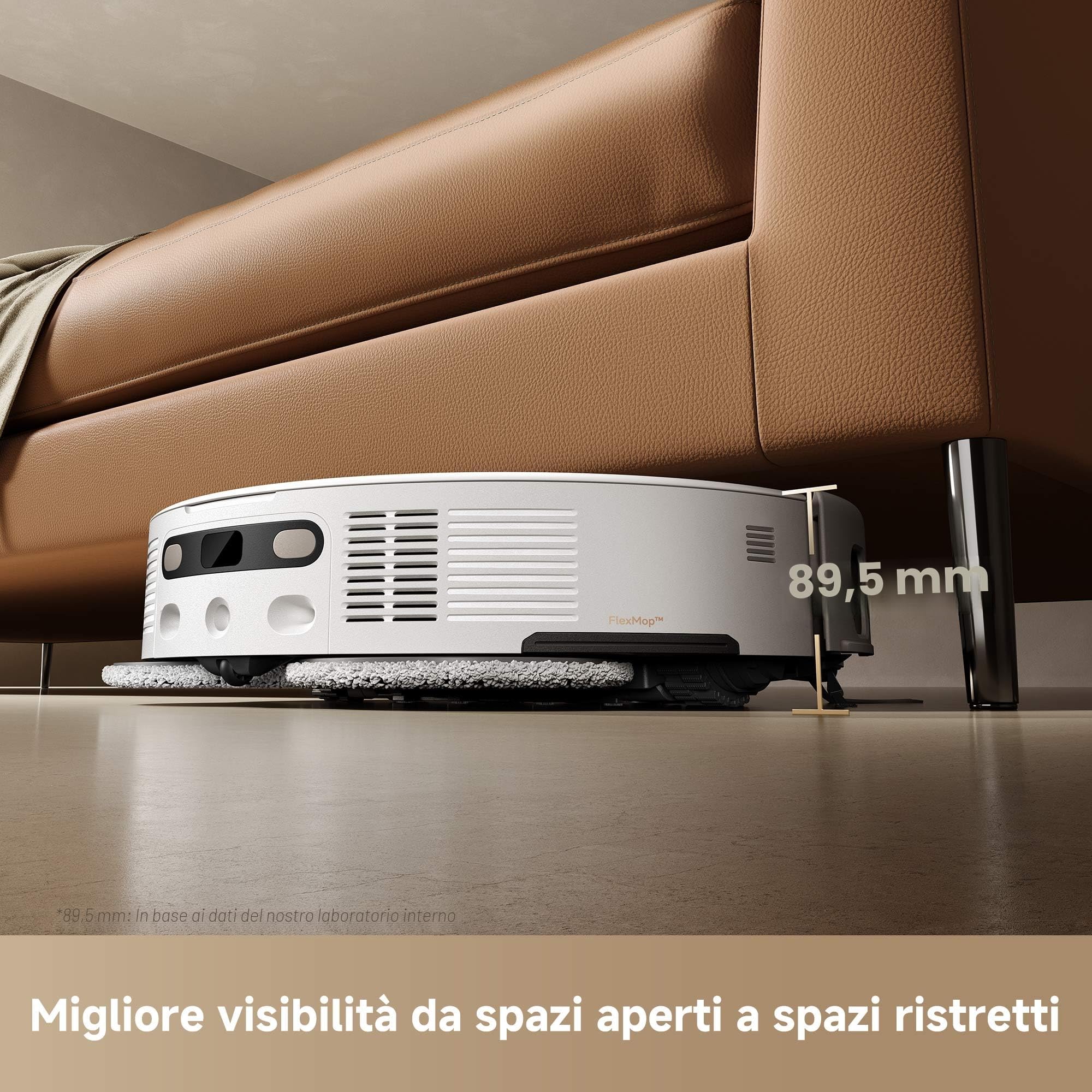 Mova V50 Ultra Complete Robot Aspirapolvere e Lavapavimenti, Potenza di Aspirazione da 24.000 Pa, con Svuotamento Automatico, Lavaggio Termico con Sistema Aoppia Soluzione, Sistema StepMaster, Bianco