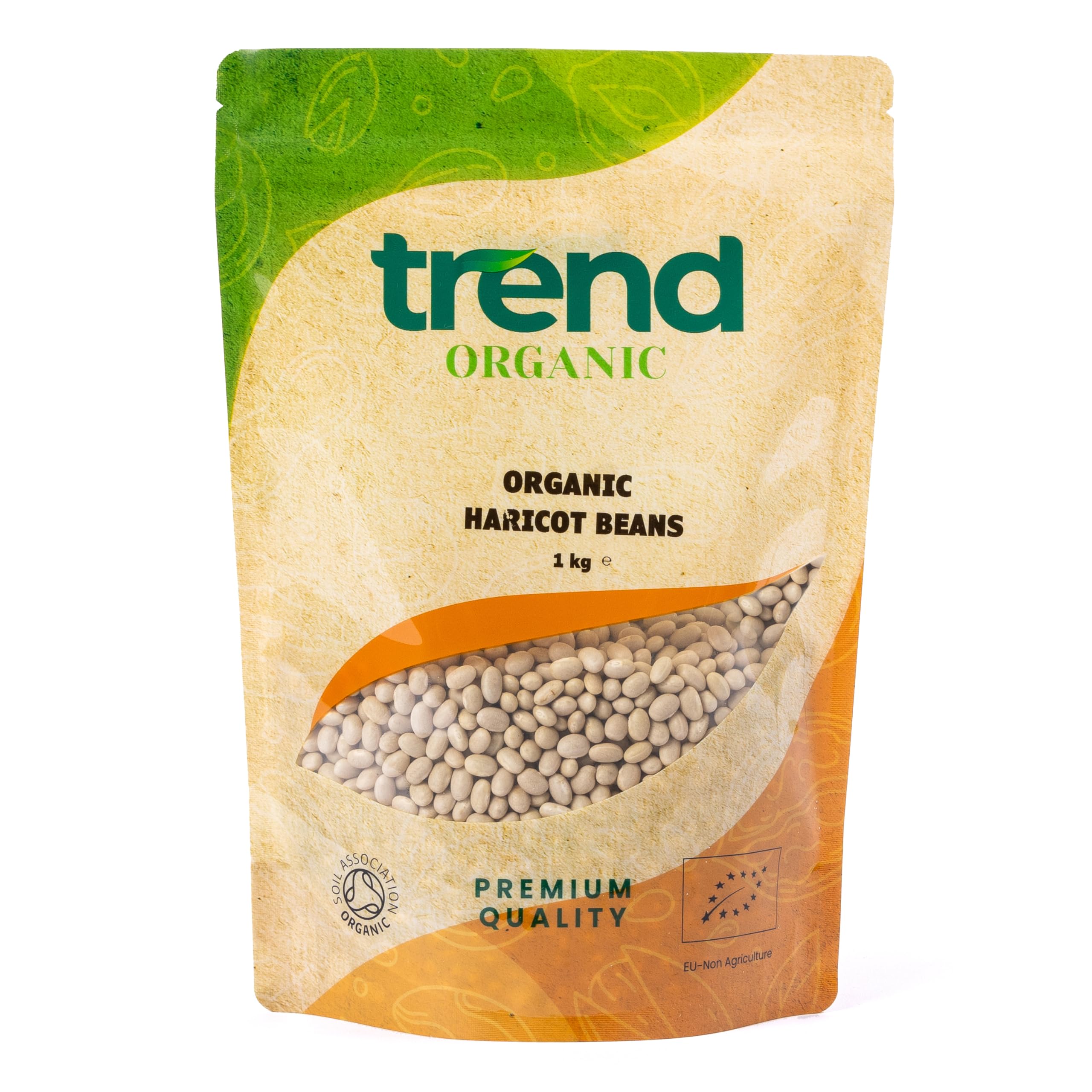 Trend Organic Haricot Beans Ideal for Salads, Soups, and Dips - Mild and Creamy - Rich in Protein and Dietary Fibre, Vitamins and Minerals - Certified Organic, Vegan, Non-GMO, No Additives, 1kg