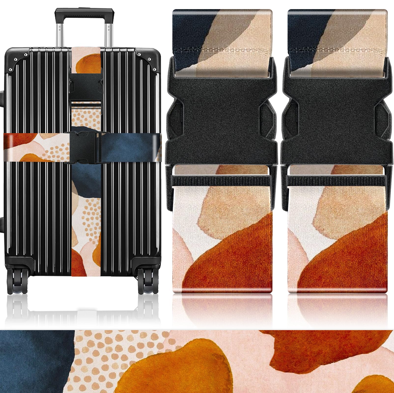 Slohif Luggage Straps for Suitcases Travel Belt Accessories Luggage Connector Identifiers Over Handle with Buckle Unique Nylon Adjustable Strap for