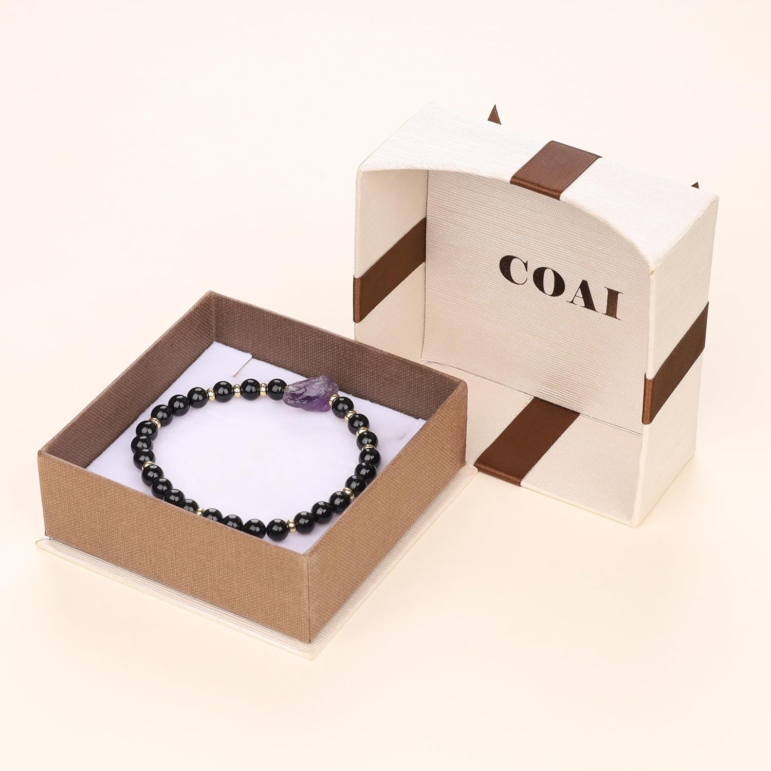 COAI Raw Crystal Bracelet for Women, Black Tourmaline/Moonstone Bracelet for Women - Image 6
