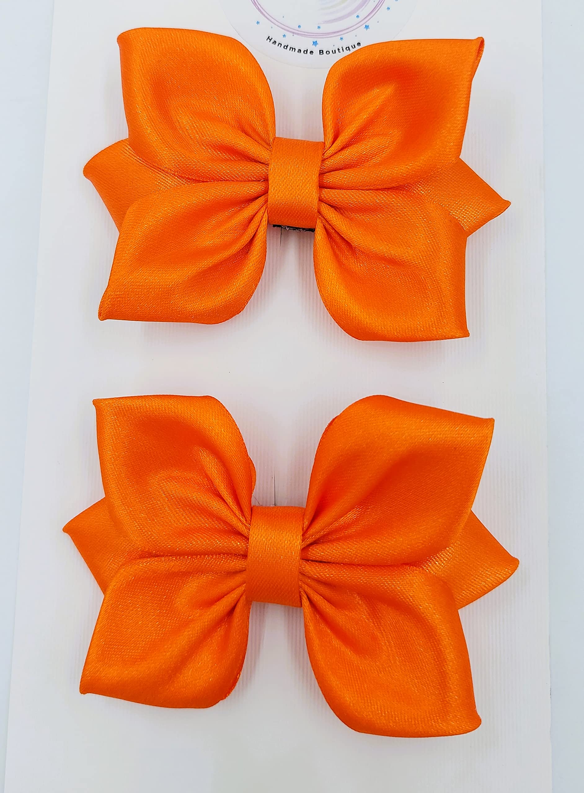 TinyShiny_Satin Ribbon Girls Bow, Bows for Babies, Girls Hair Accessory, Woman hair accessory, Medium size Bow - Set of 2 (Bright Orange) (B09ZF5FHX1) Amazon Price History, Amazon Price Tracker