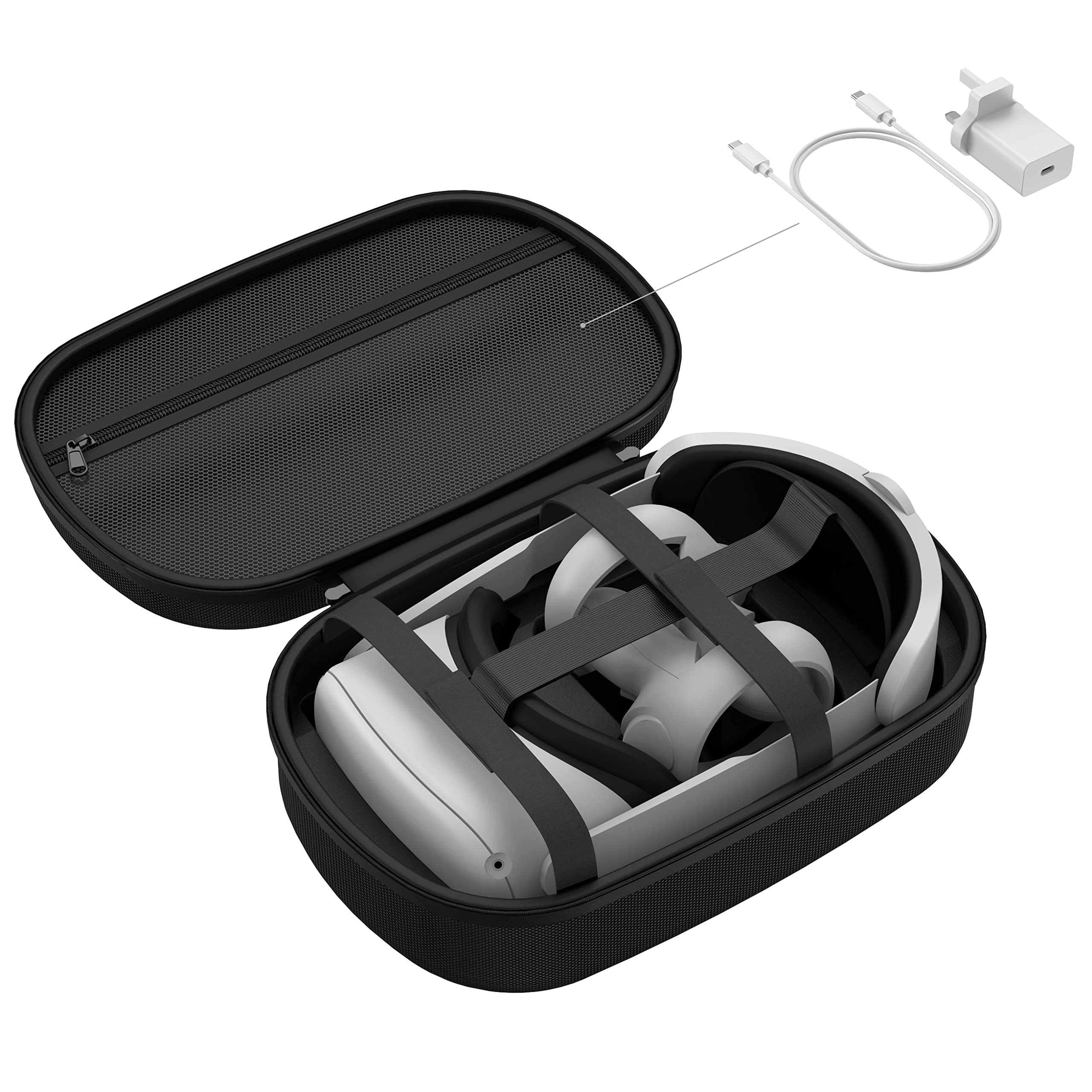 Venom Carry Case for Meta/Oculus Quest 2 Headset, Czarny, Travel Storage Case