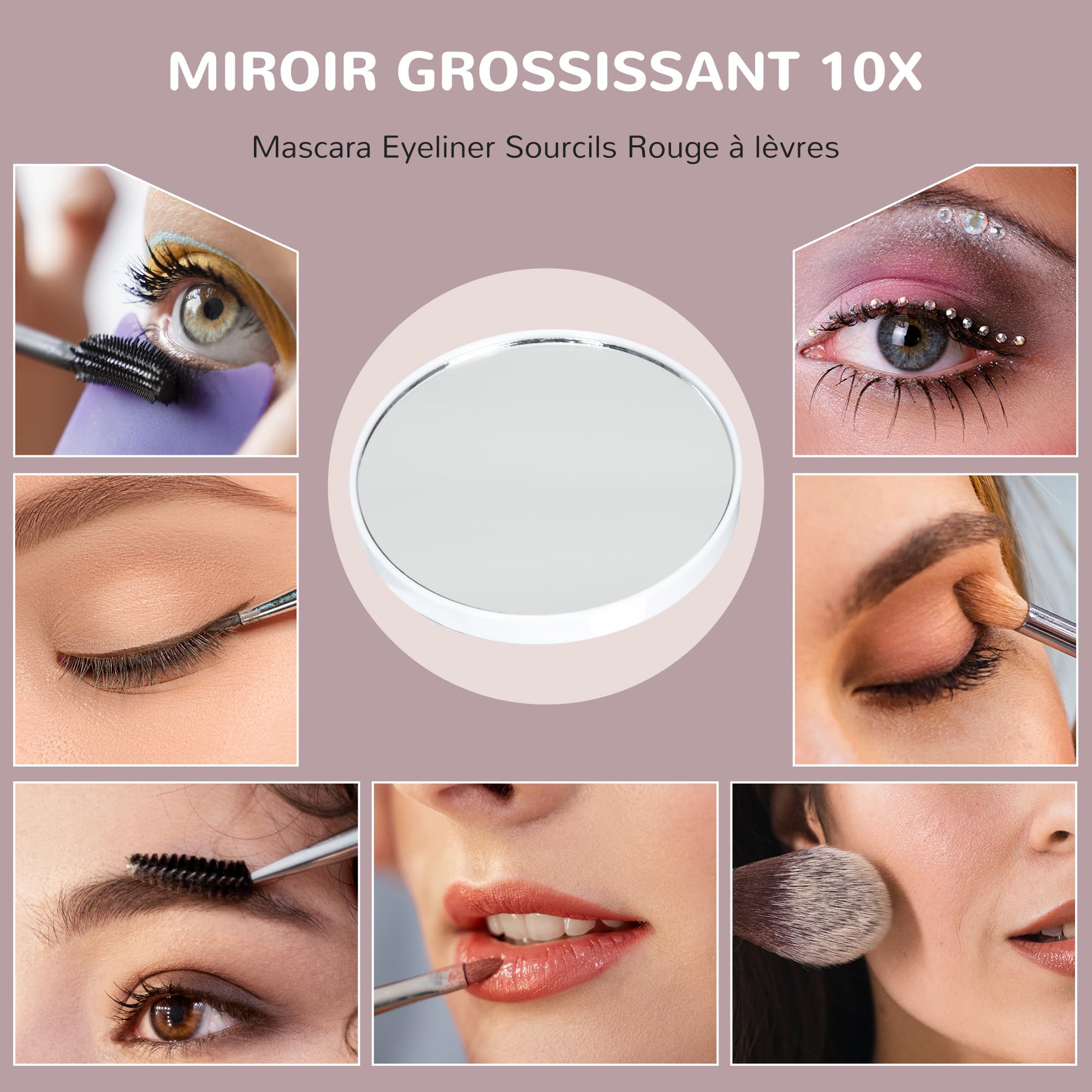 HOMCOM Miroir Maquillage Hollywood Lumineux LED Intensité Réglable 80x62cm | Miroir Grossissan, Port de Charge USB, Support de Téléphone