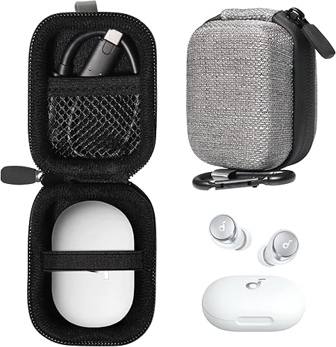CaseSack Funda para auriculares inalámbricos Anker Space A40 con cancelación activa de ruido autoajustable (gris)