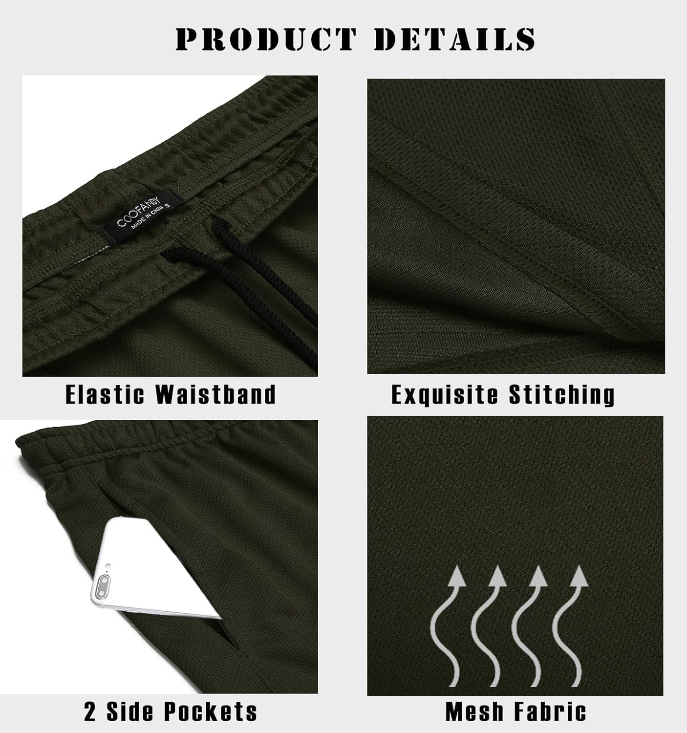 COOFANDY Men's 3 Pack Workout Gym Shorts Mesh Athletic Shorts Lightweight Bodybuilding Training Short Pants with Pockets - Image 5