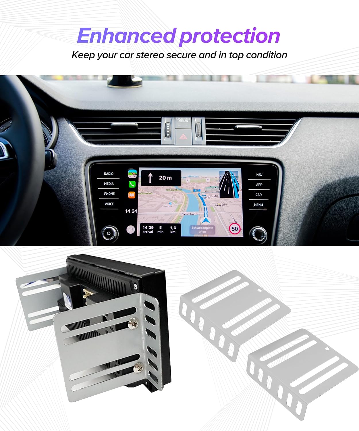 Double Din Dash Kit,Automotive Tool,Car Double DIN Kit Mounting Brackets for Audio Fixing,Car Accessories,Automotive Radio Mounting Metal Bracket Kits,Use for Car Stereo Radio and so on